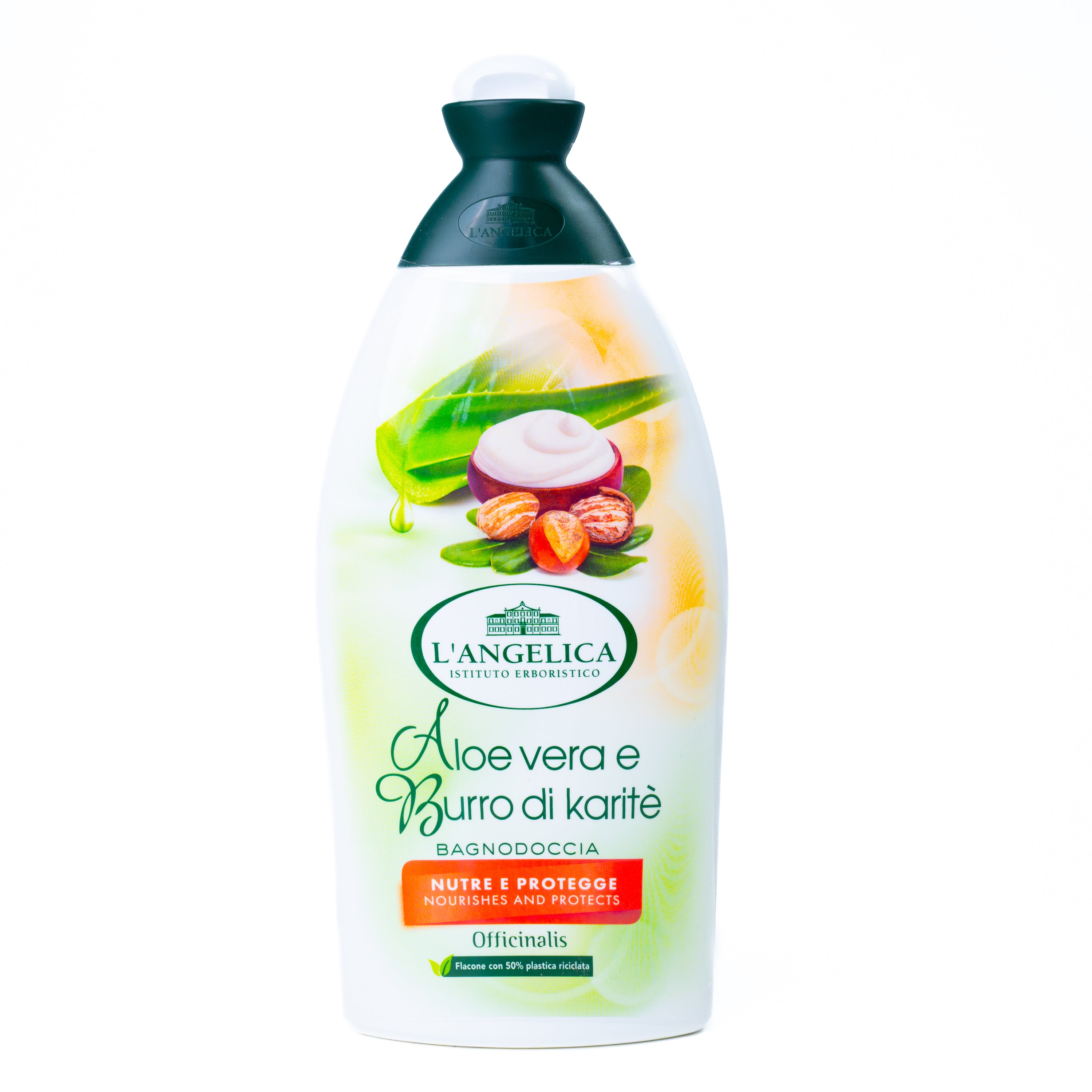 Gel de duș L'Angelica Aloe și Unt de Shea, 500 ml