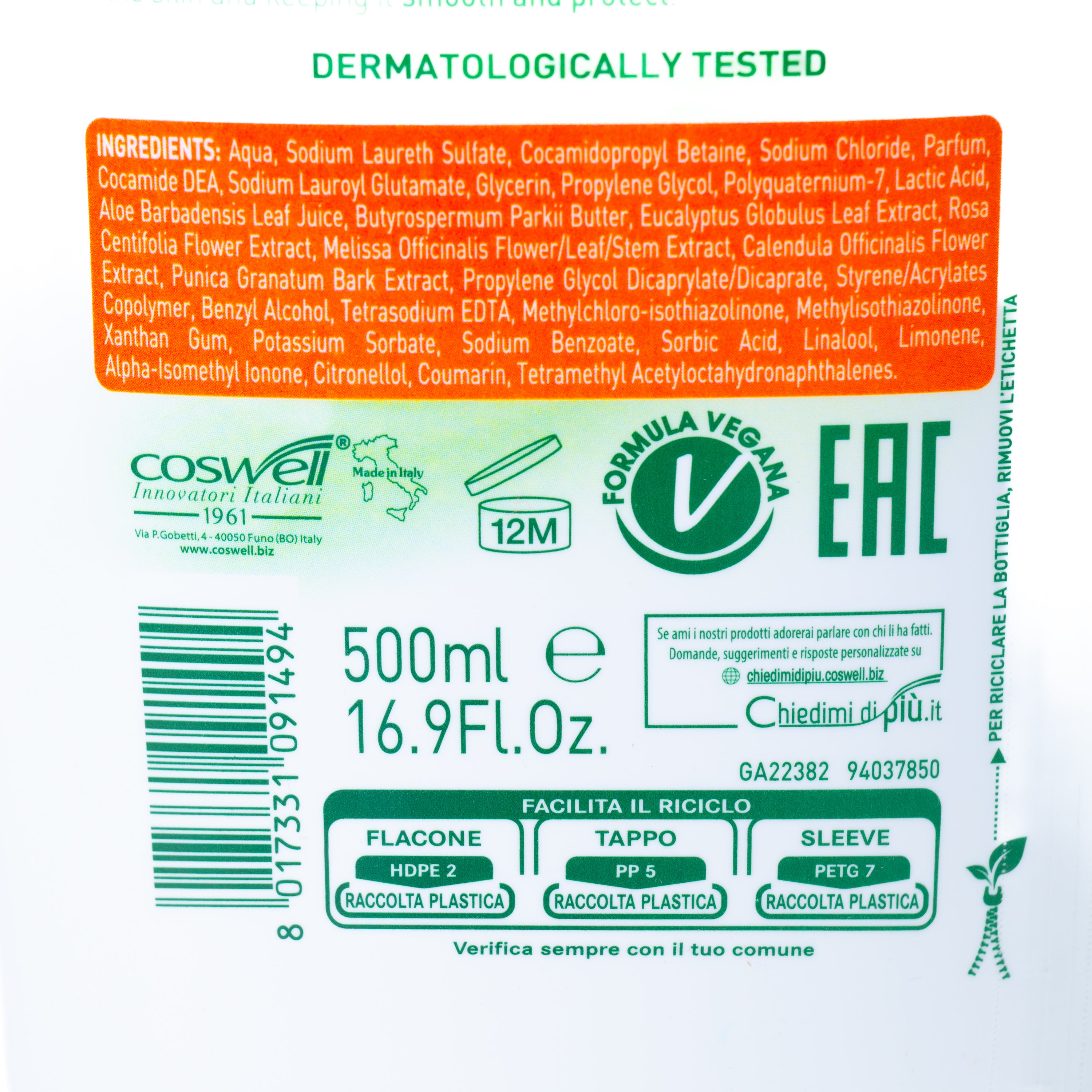 Gel de duș L'Angelica Aloe și Unt de Shea, 500 ml