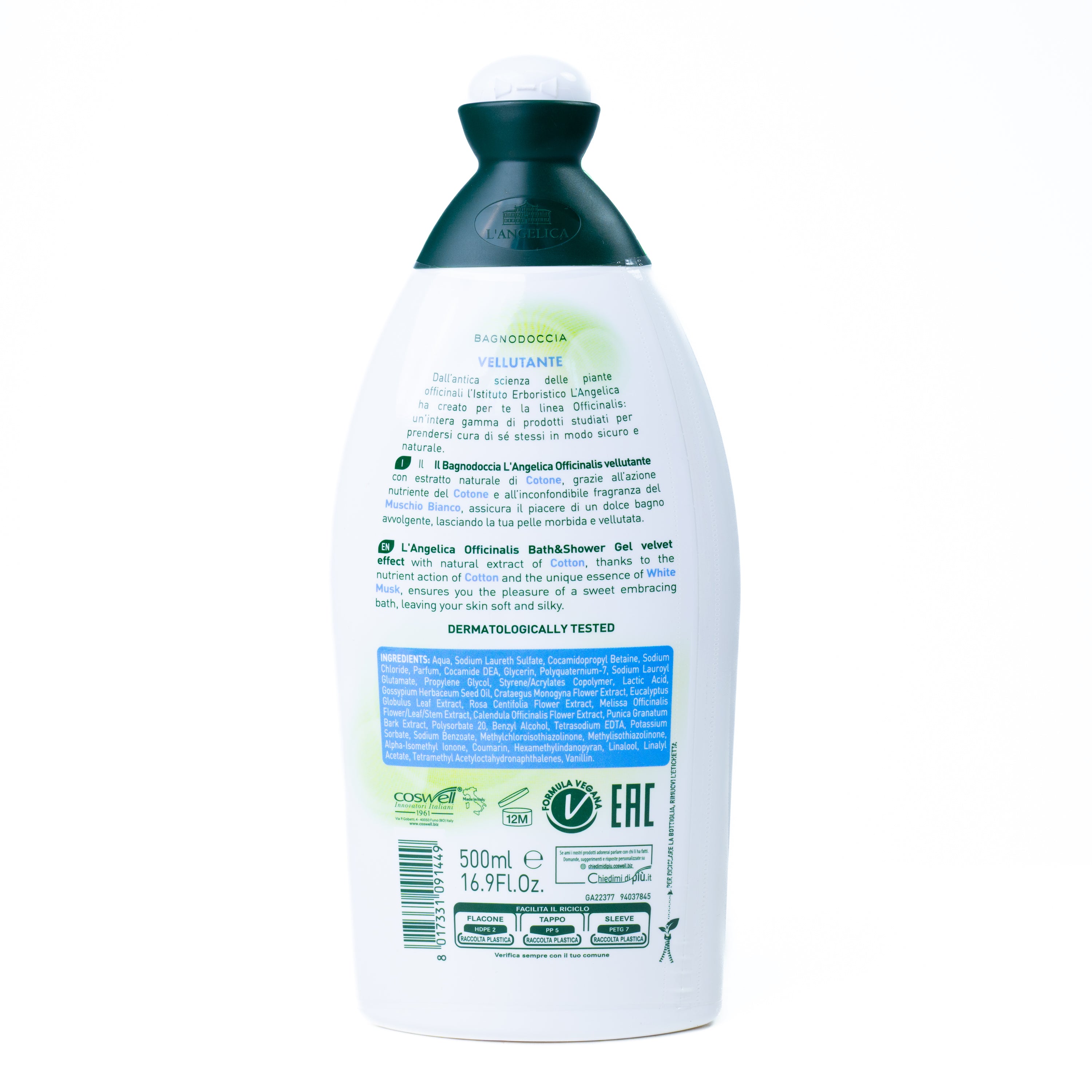 Gel de duș L'Angelica Bumbac și Mosc Alb, 500 ml