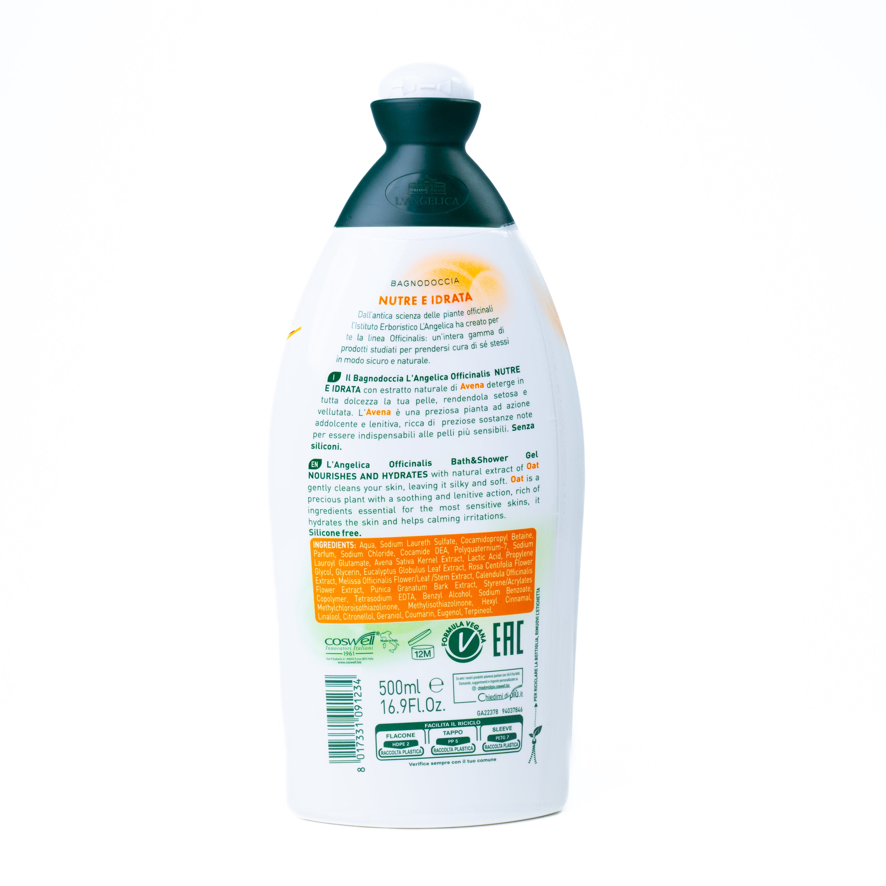 Gel de duș L'Angelica cu Lapte de Ovăz, 500 ml
