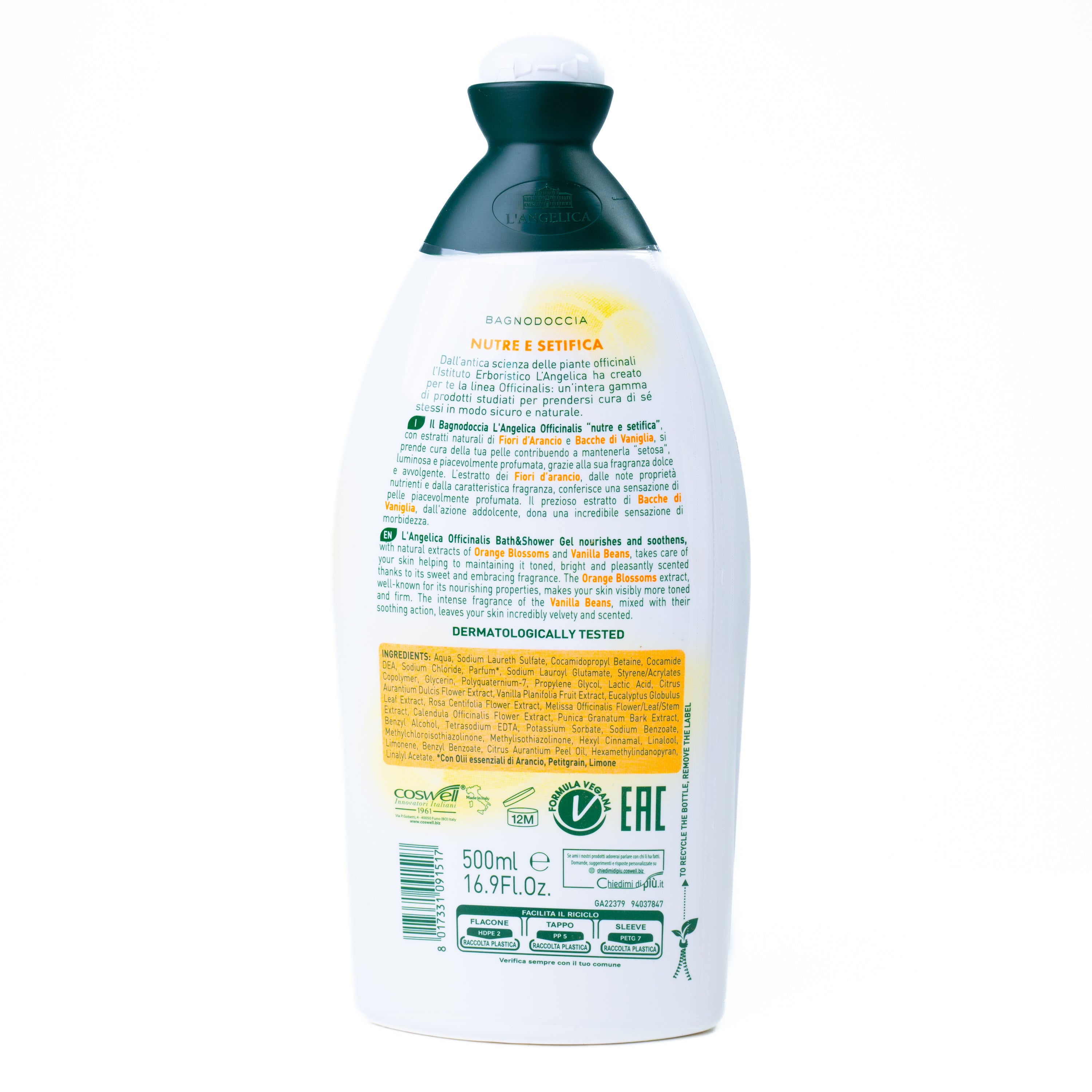 Gel de duș L'Angelica Floare de Portocal și Vanilie, 500 ml
