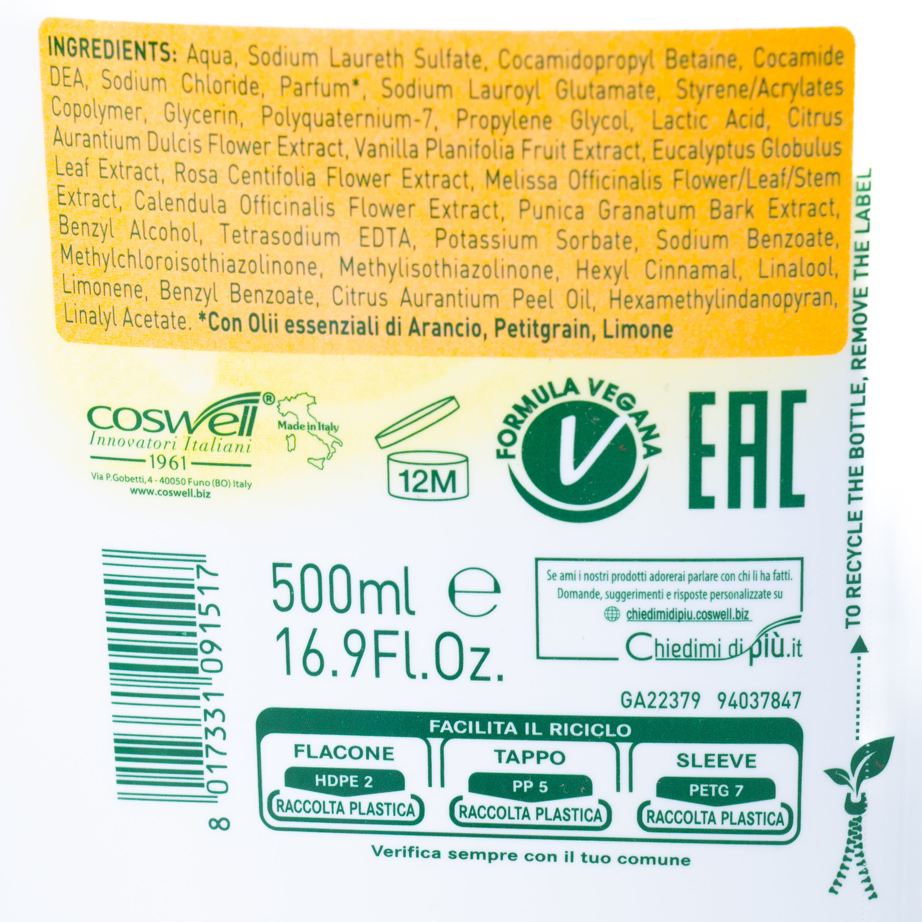Gel de duș L'Angelica Floare de Portocal și Vanilie, 500 ml