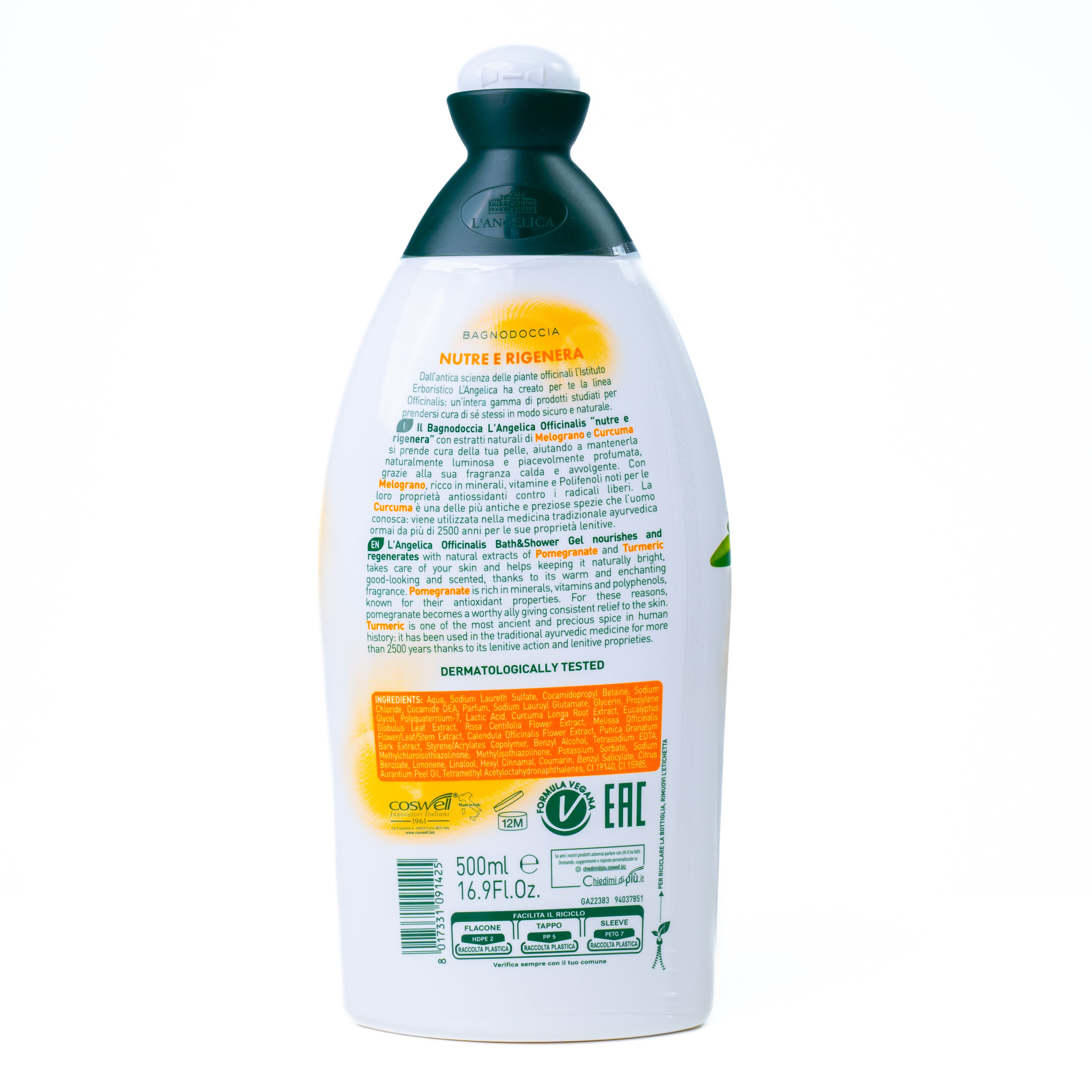 Gel de duș L'Angelica Rodie și Curcuma, 500 ml