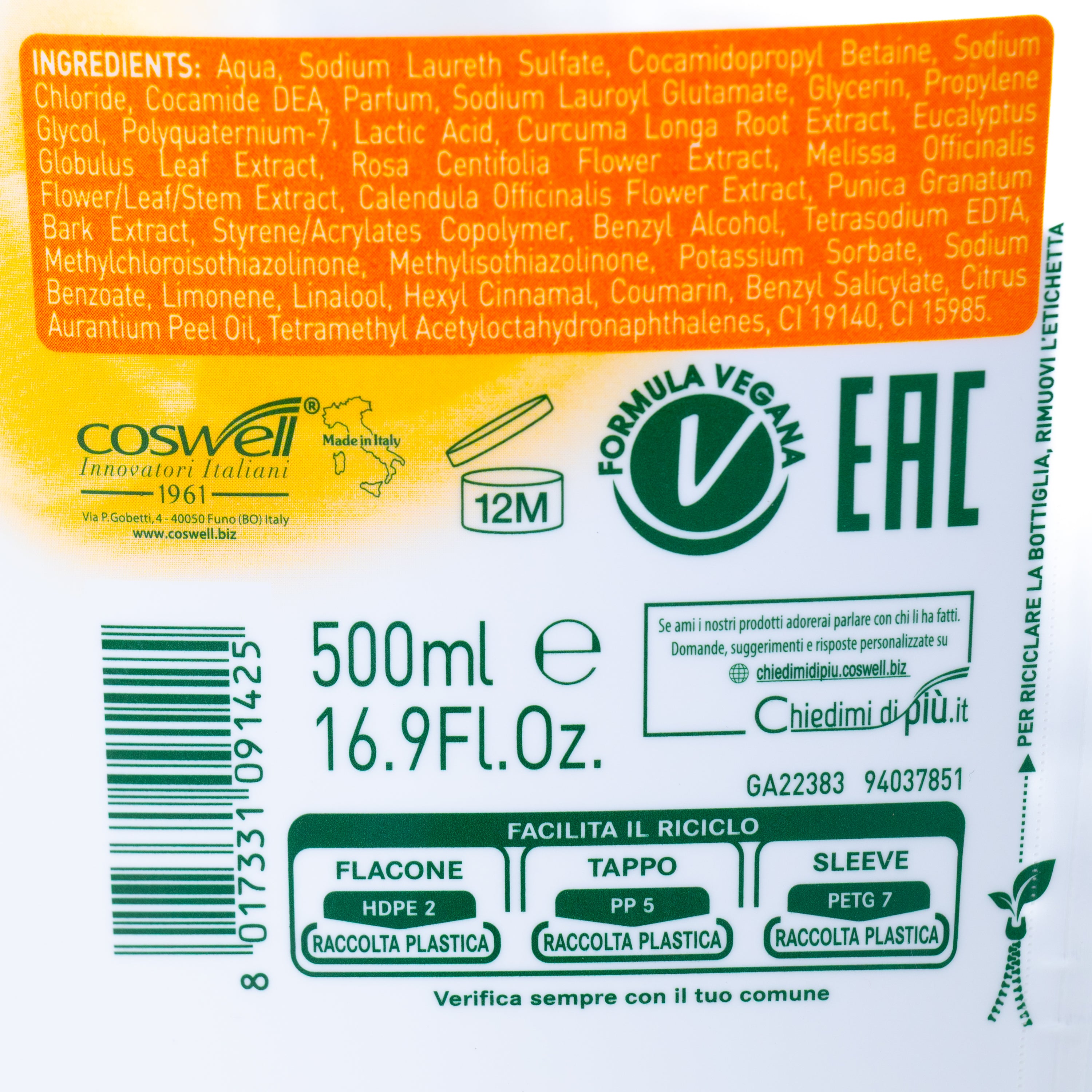 Gel de duș L'Angelica Rodie și Curcuma, 500 ml