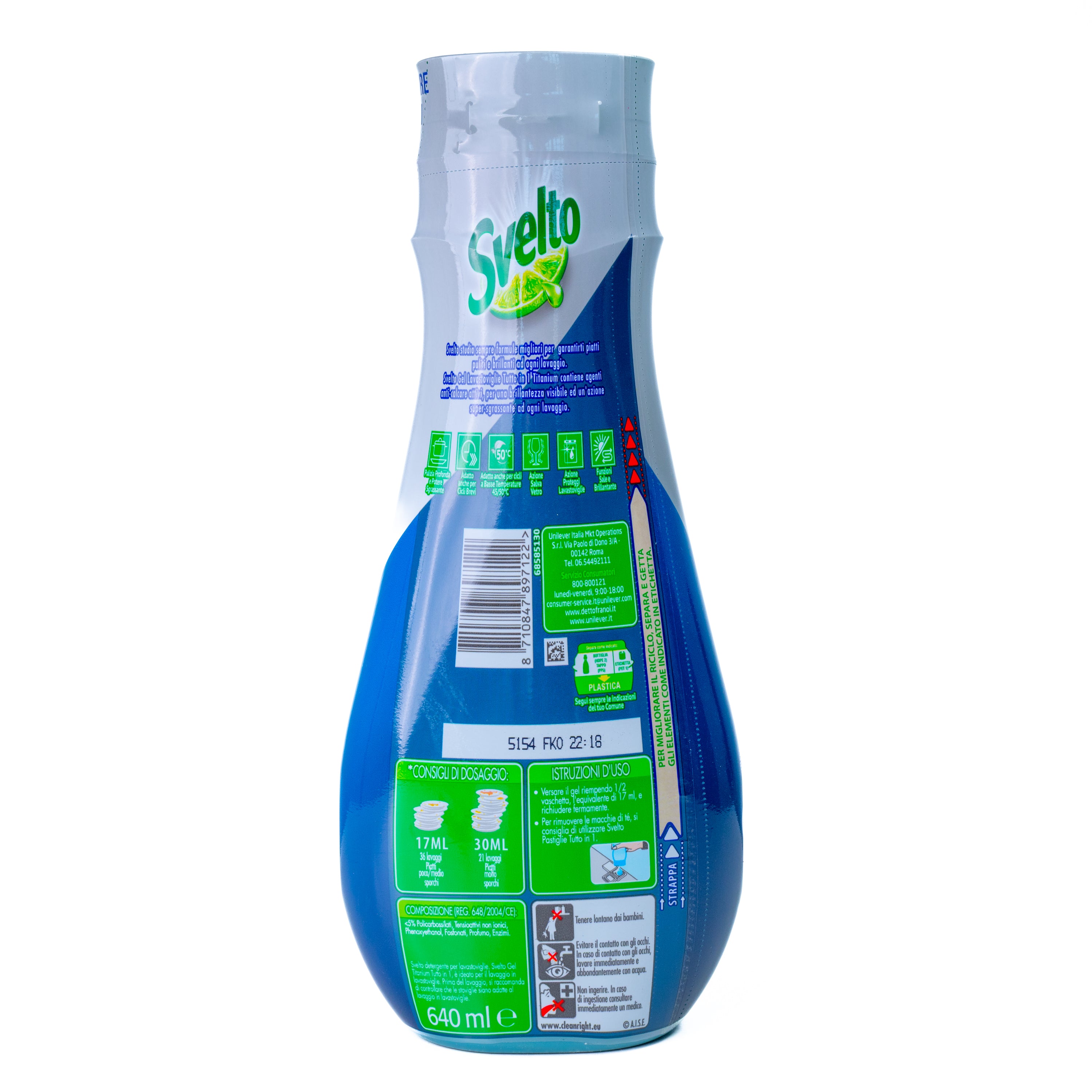 Gel pentru mașina de spălat vase Tutto in 1 Svelto, 640 ml