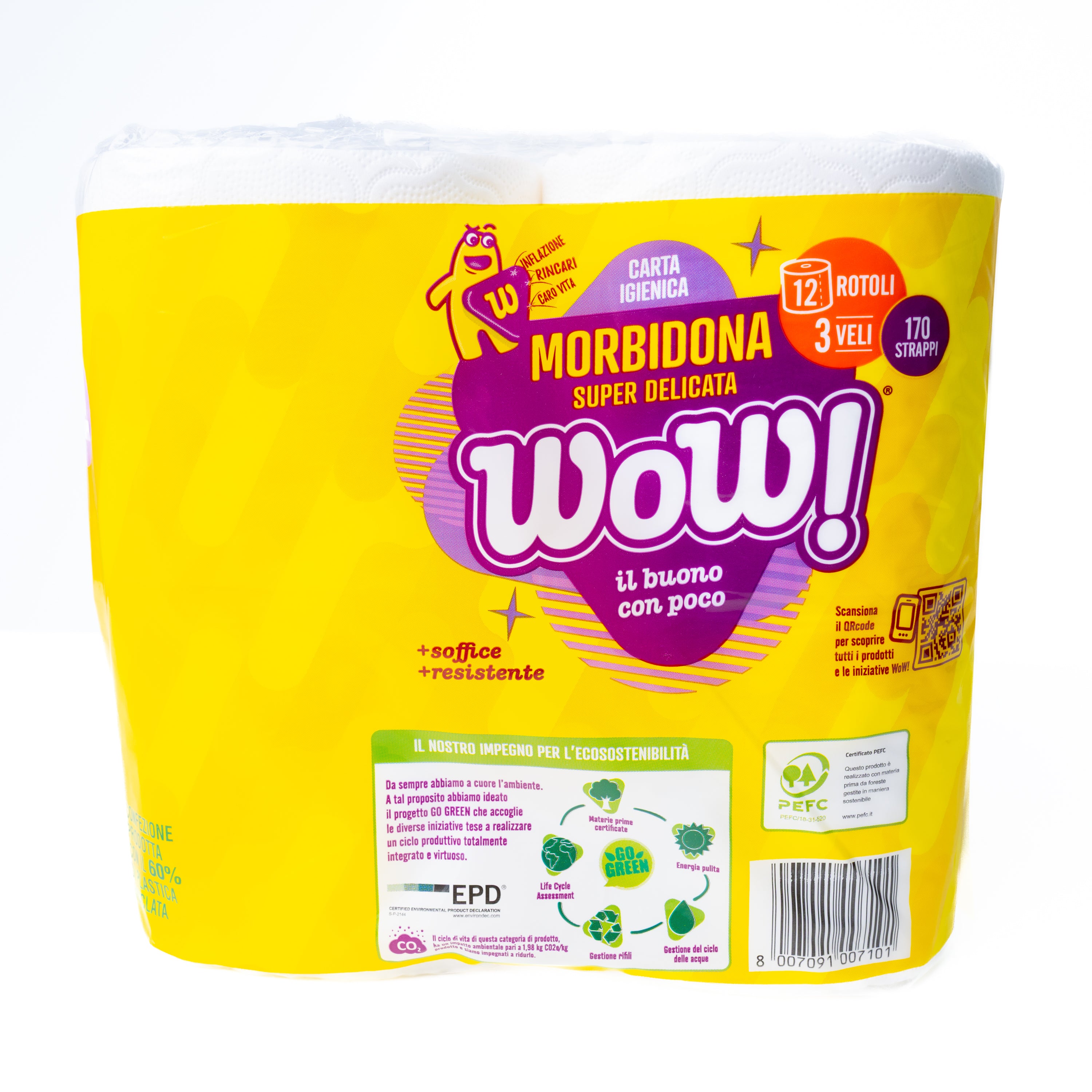 Hârtie igienică Morbidona WOW!, 12 role