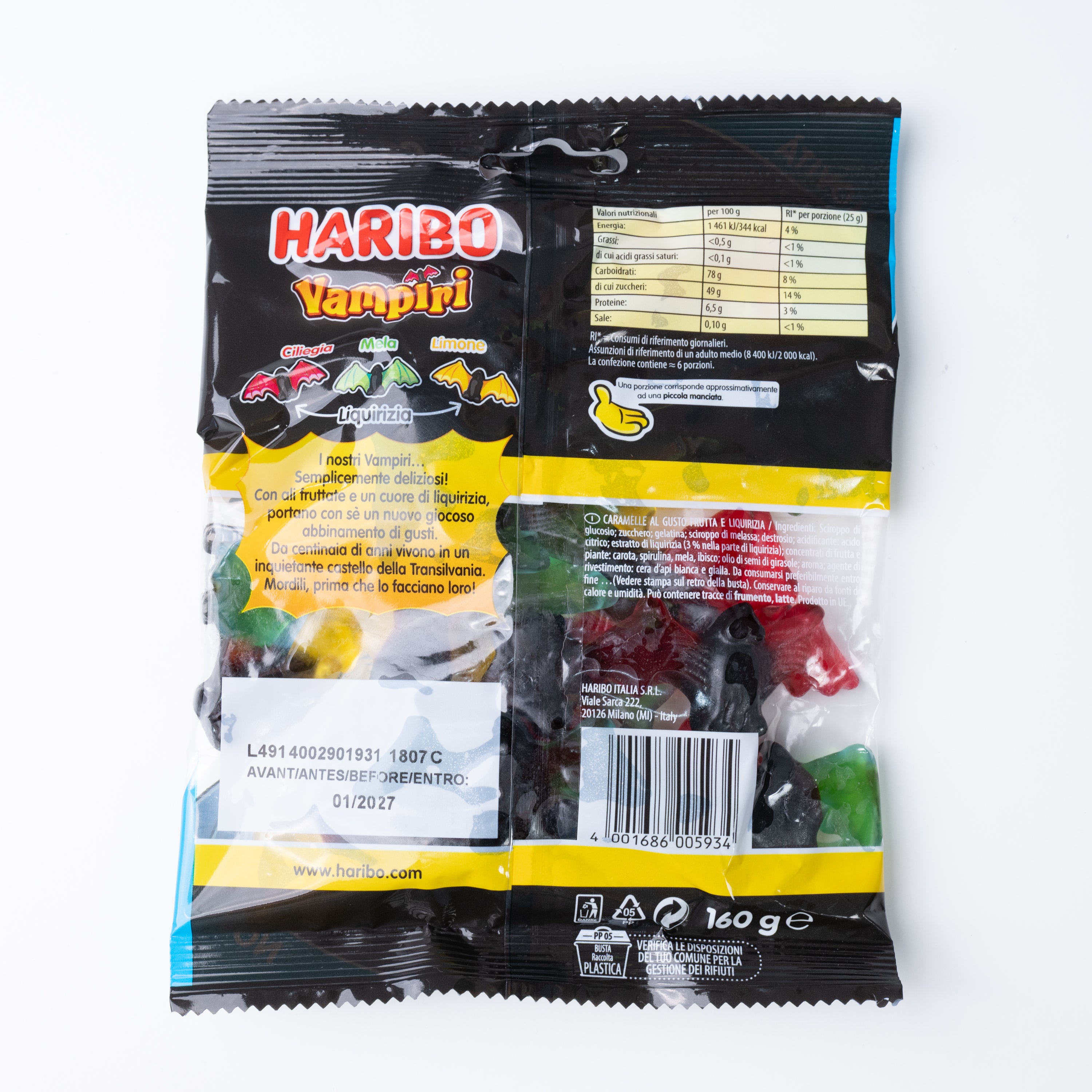 Jeleuri Vampiri fructe și lemn-dulce Haribo, 160 g