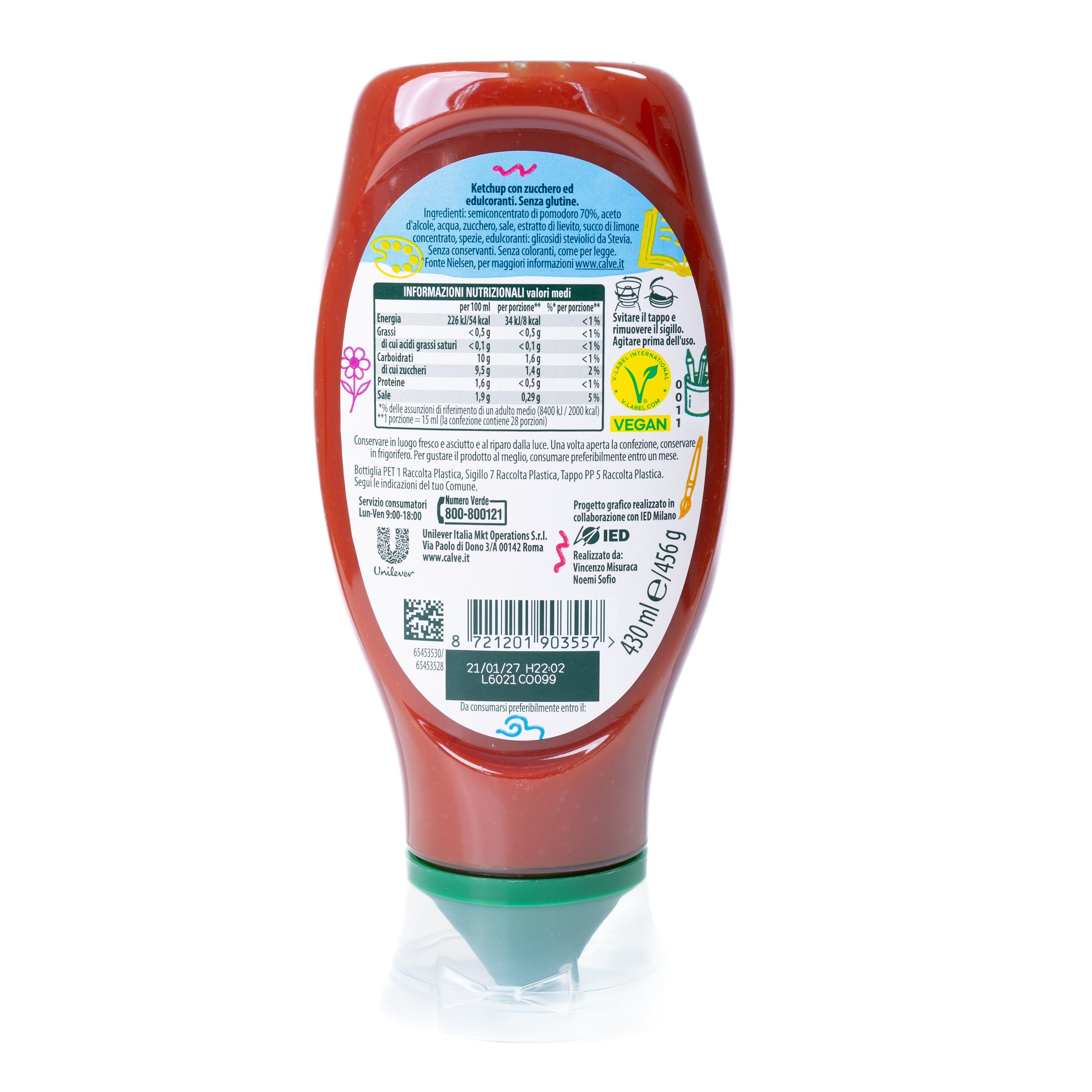 Ketchup Kids Calvé, flacon top-down, 430 g