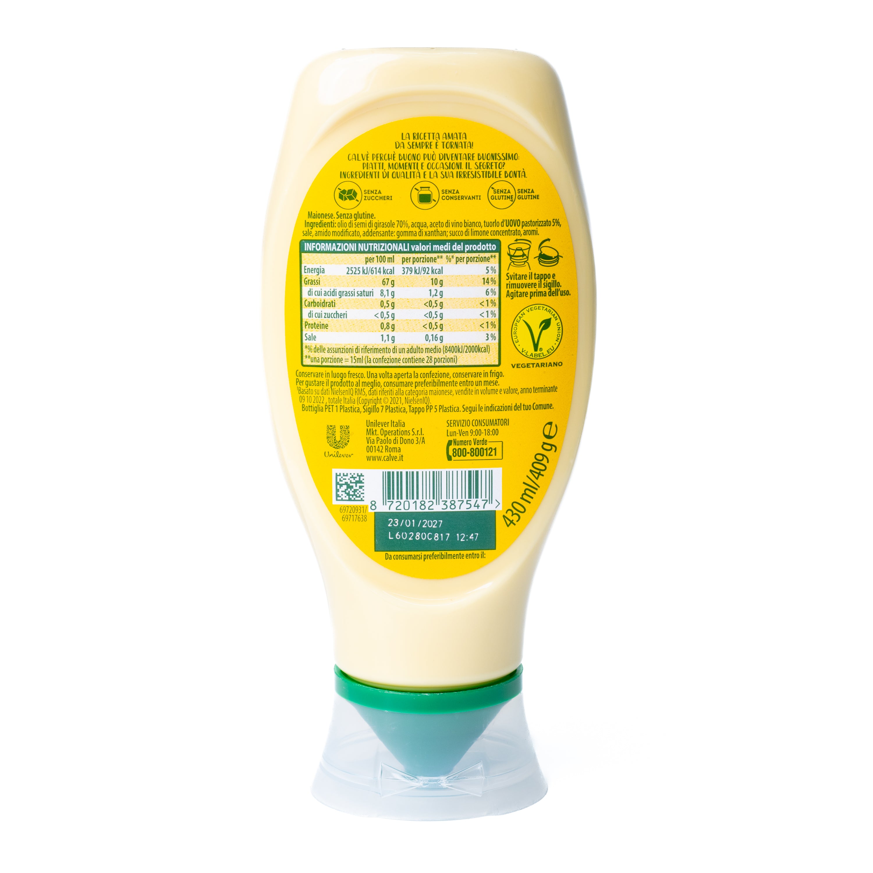 Maioneză clasică Calvé, flacon top-down, 430 g