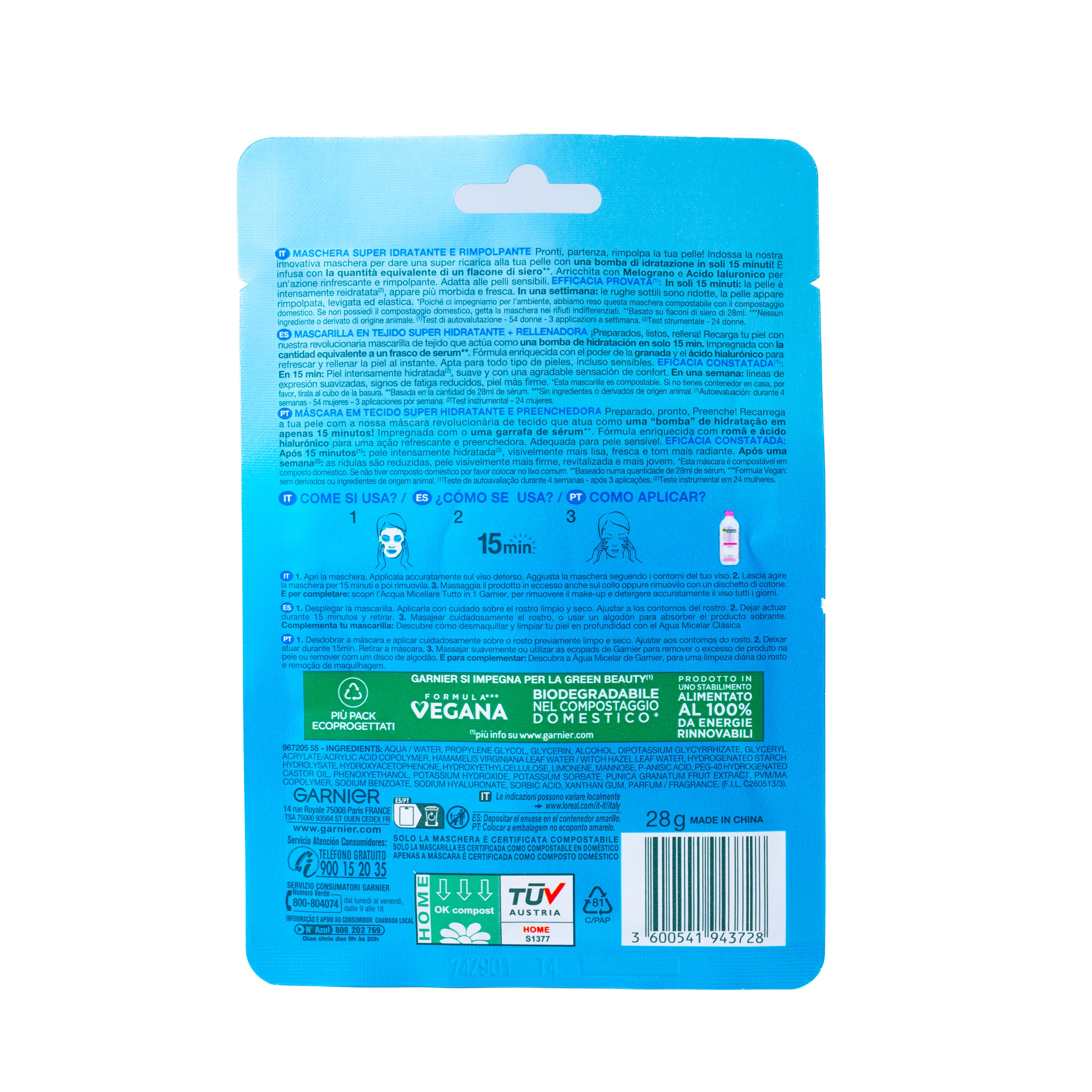 Mască facială Hydra Bomb pentru piele deshidratată Garnier, 35 g