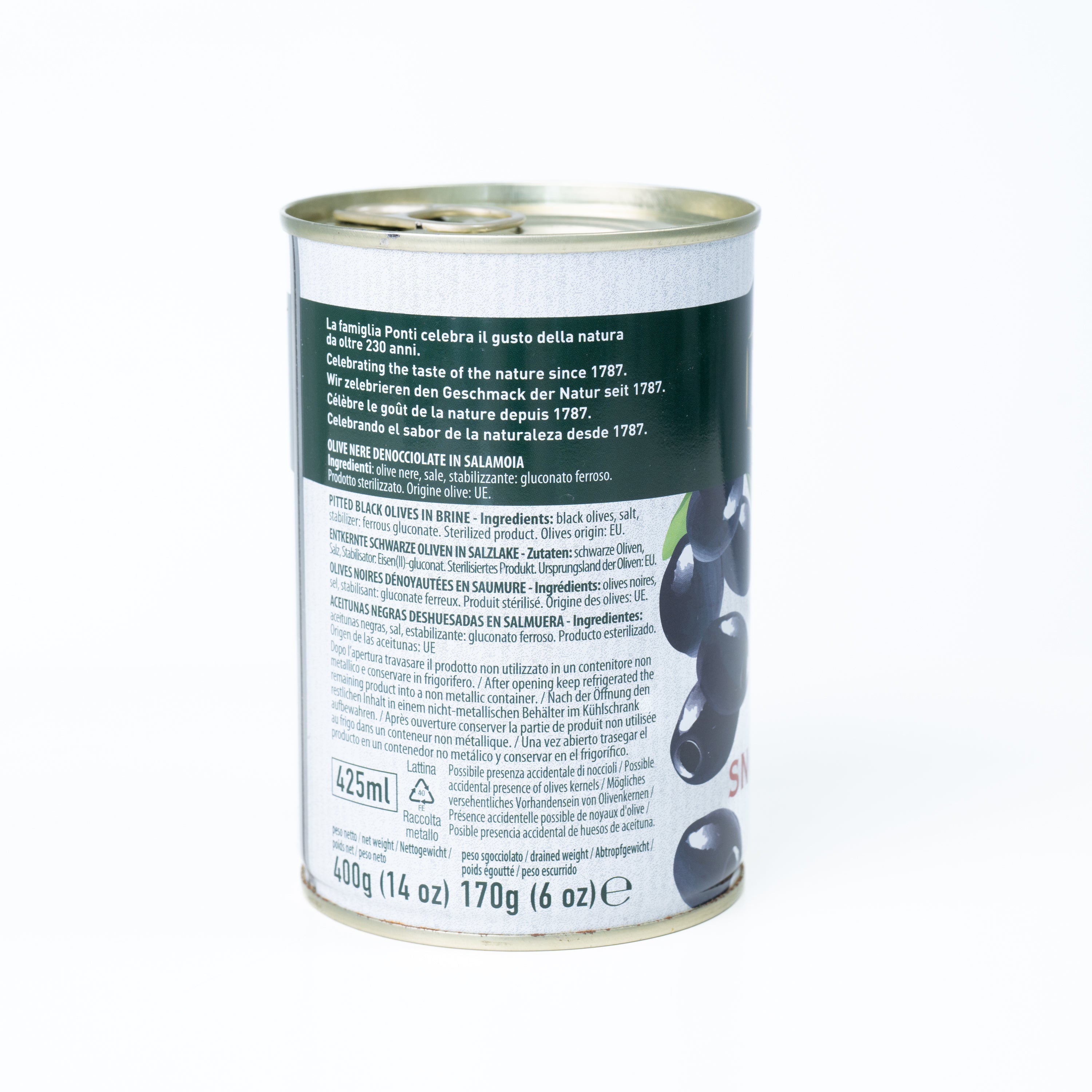 Măsline negre fără sâmburi conservă Ponti, 400 g