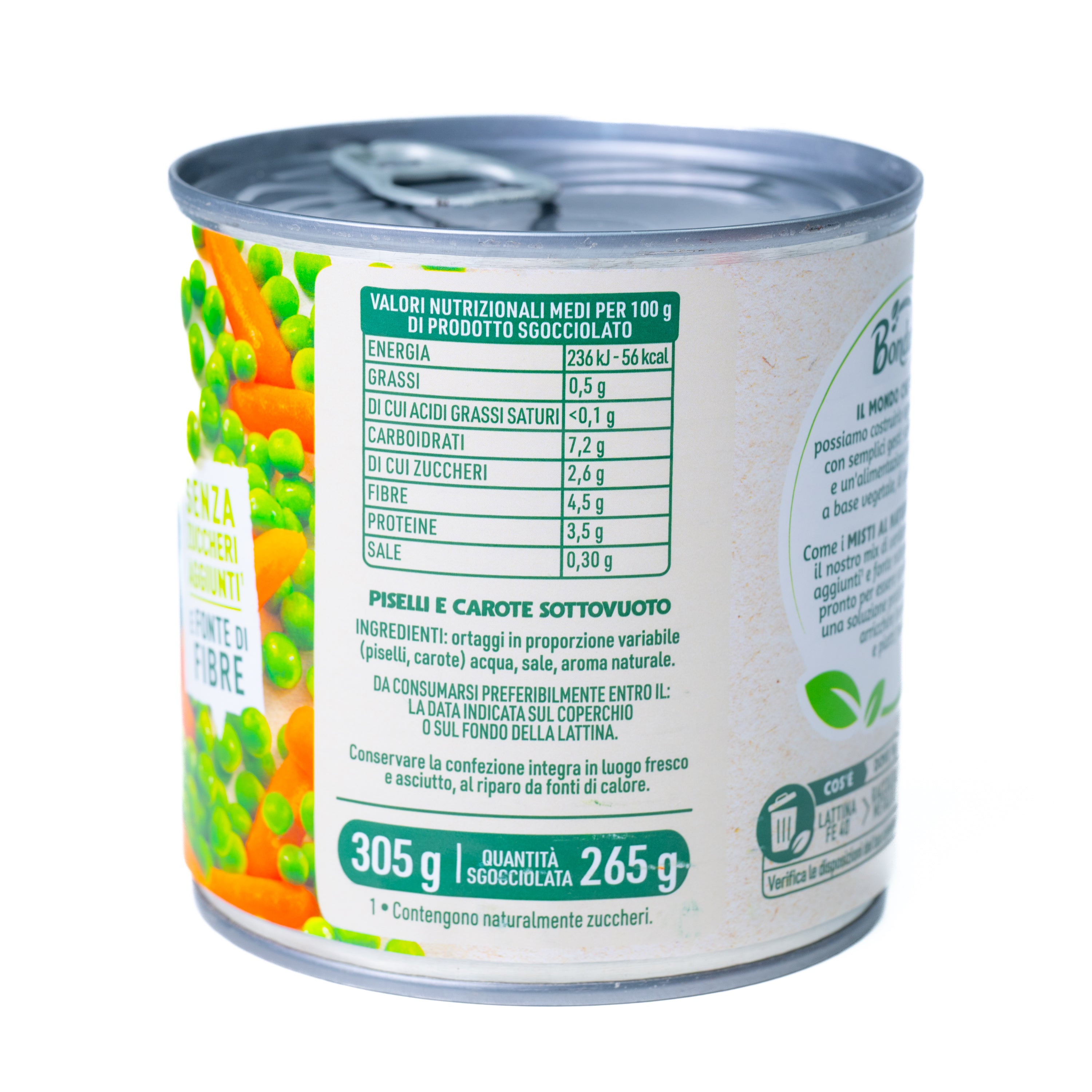 Mazăre și morcovi Bonduelle, fără zahăr adăugat, 305 g