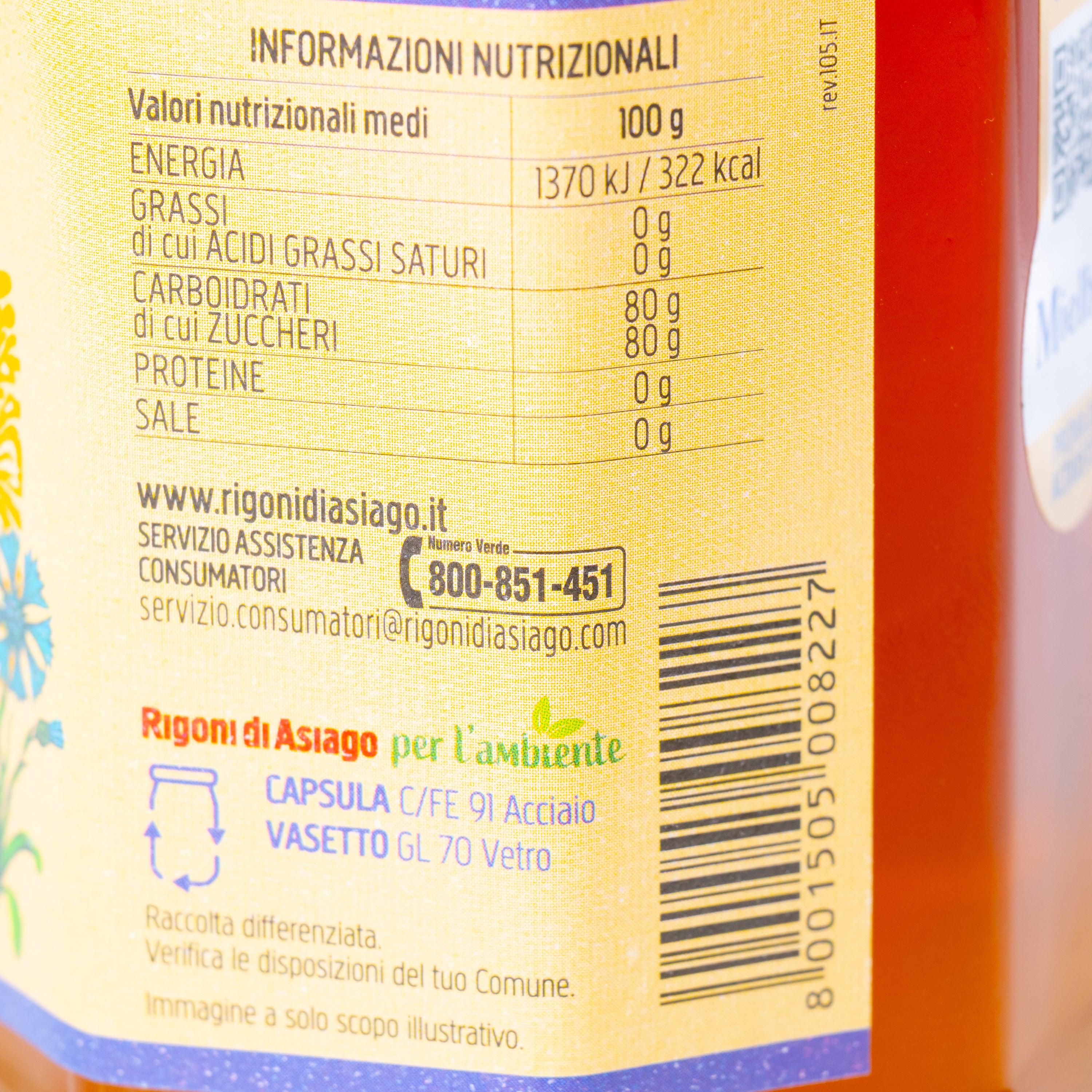 Miere bio din flori de câmp Rigoni di Asiago, 300 g