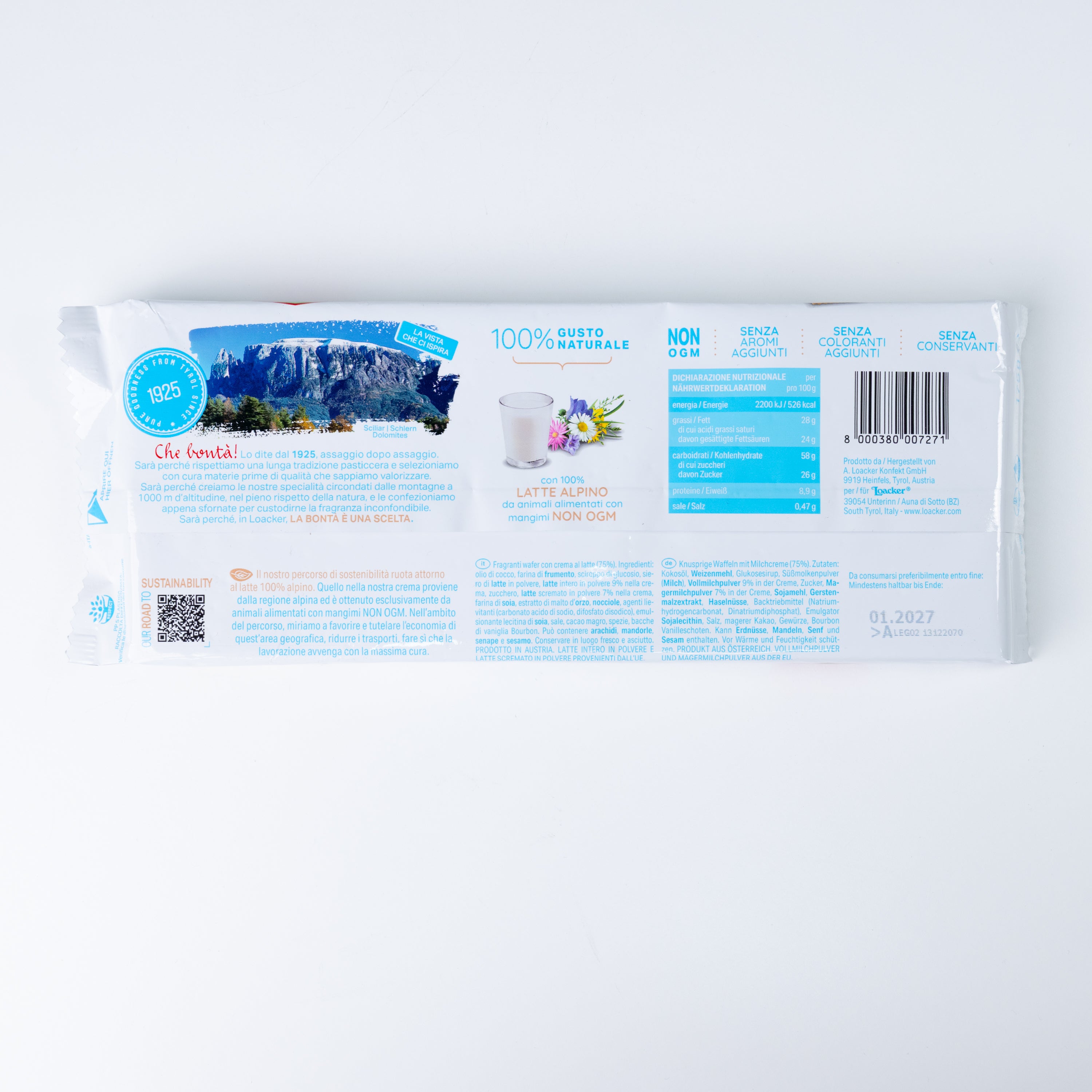 Napolitane cu lapte Loacker, 175 g