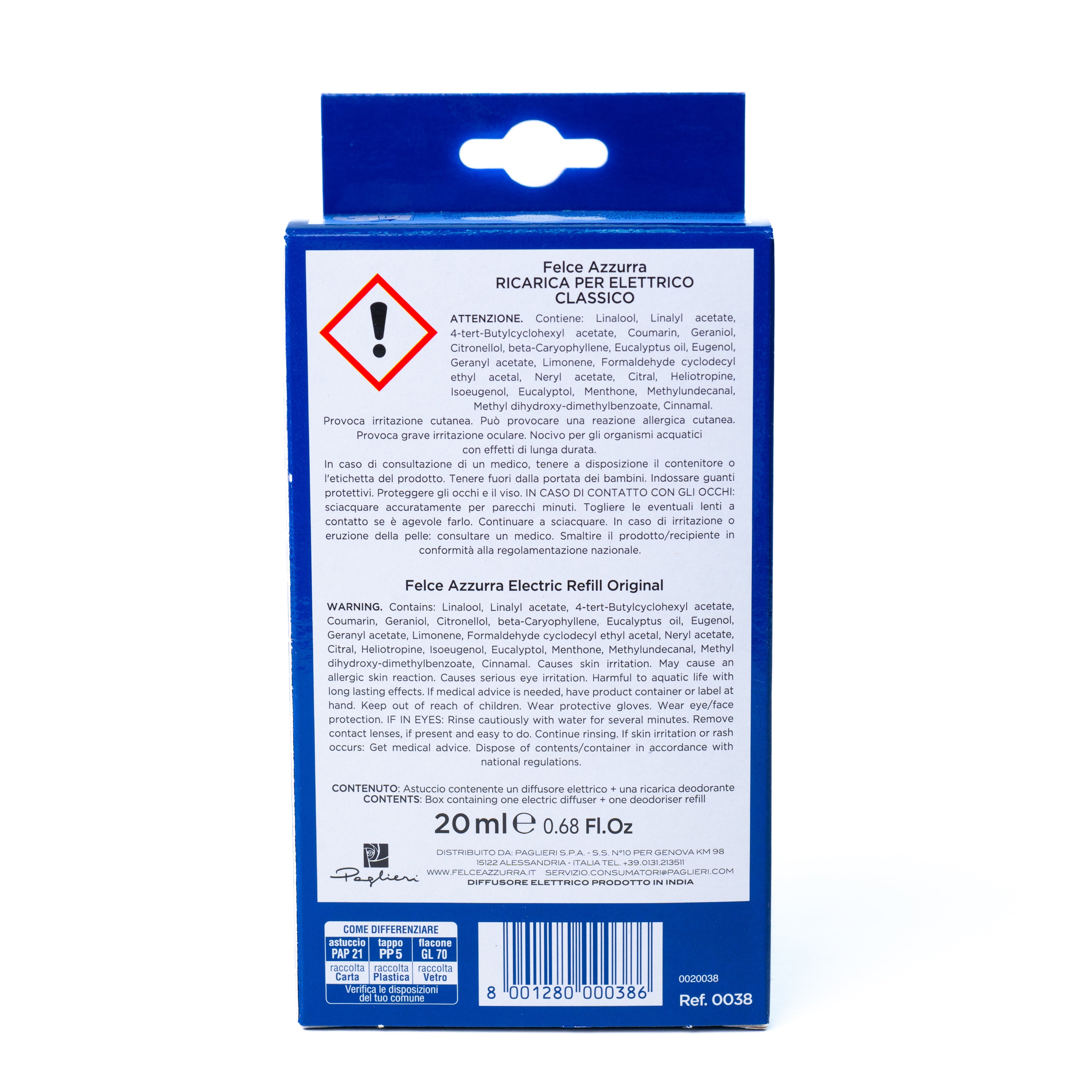 Odorizant electric Classico Felce Azzurra, aparat + rezervă 20 ml