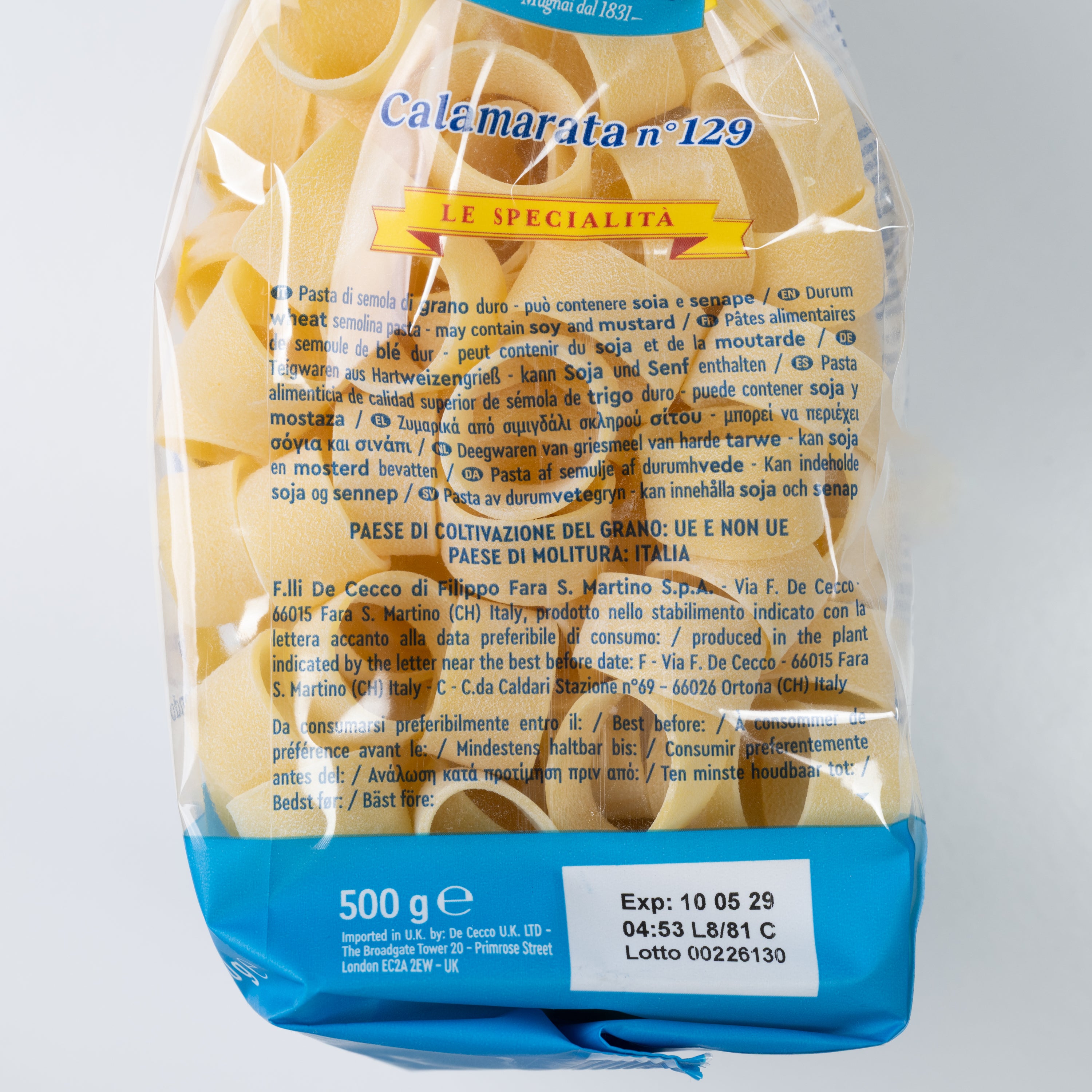 Paste Calamarata nr. 129 De Cecco, 500 g