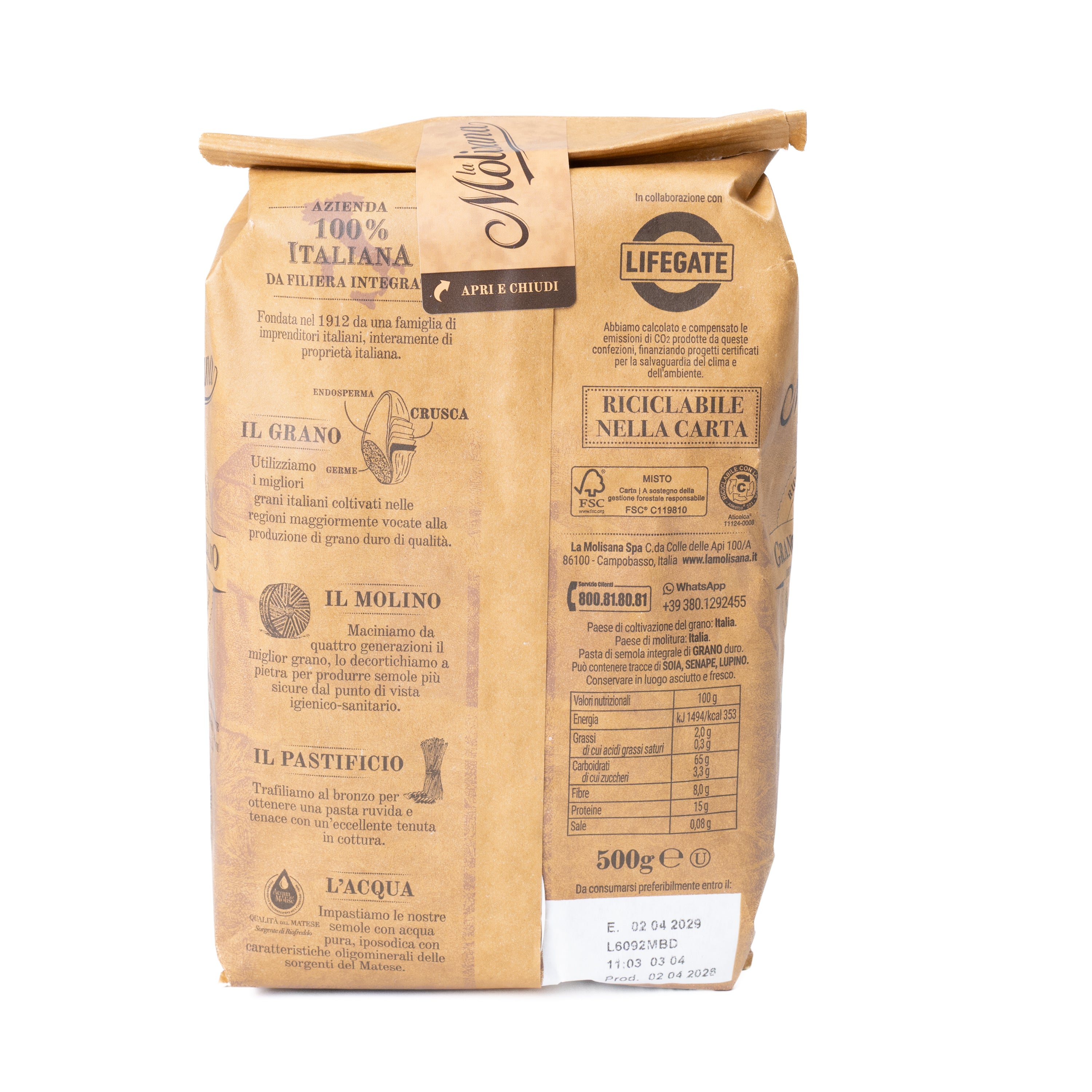 Paste integrale Farfalle nr. 66 La Molisana, 500 g