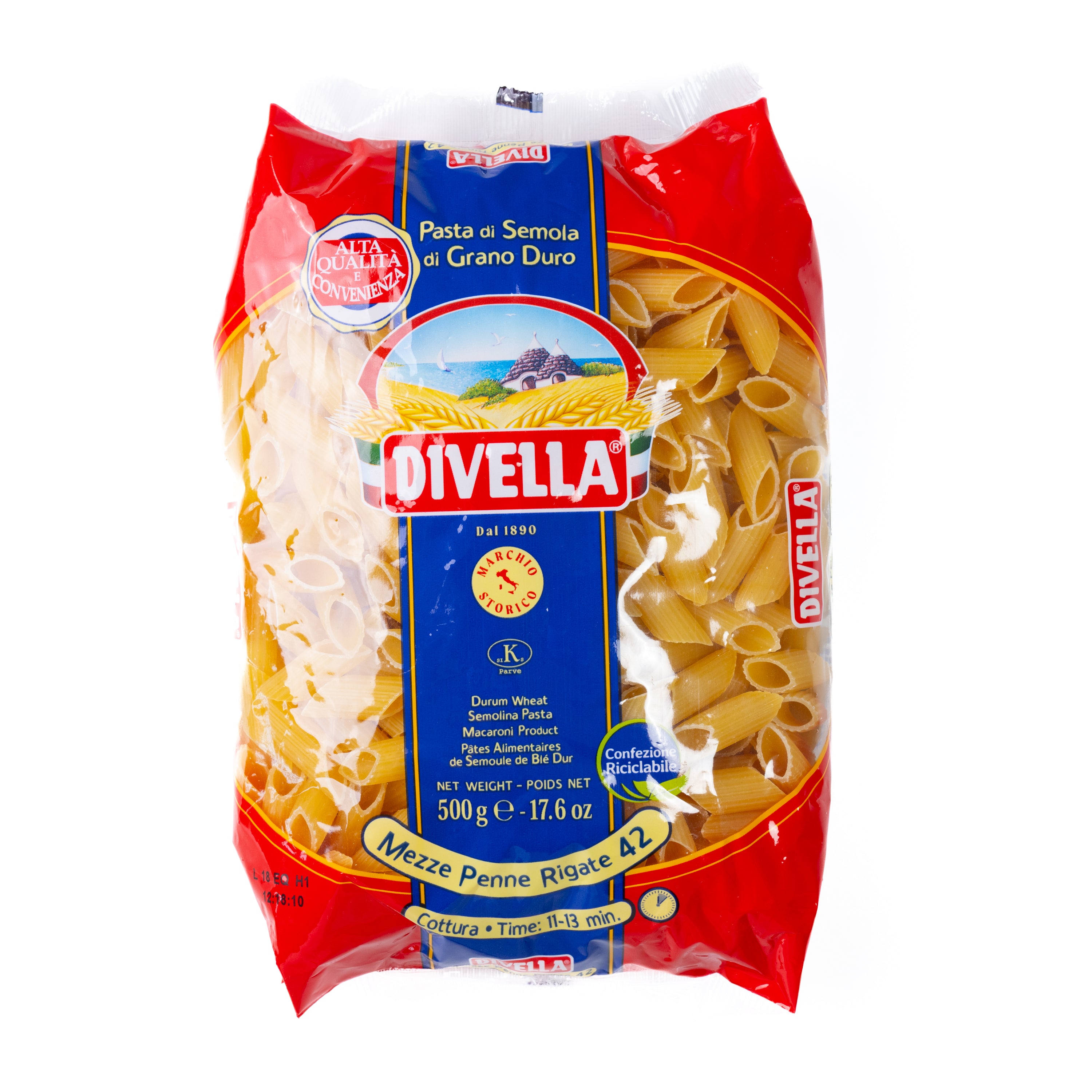 Paste Mezze Penne Rigate nr. 42 Divella, 500 g