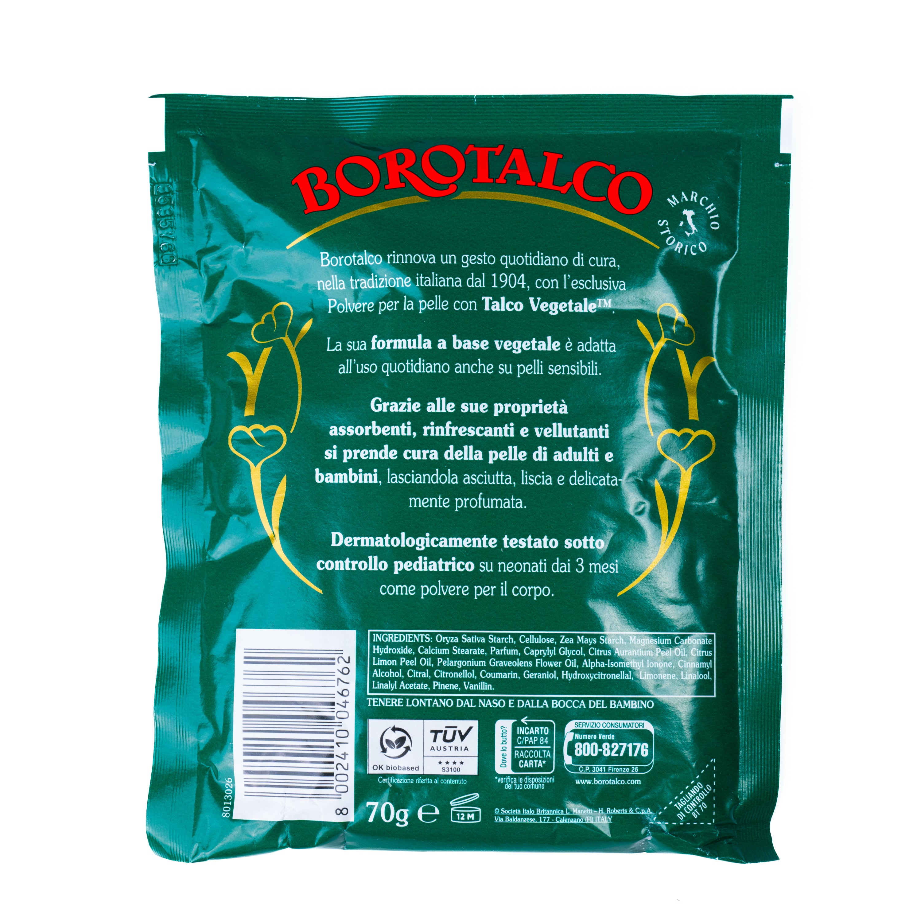 Pudră de talc Borotalco Roberts, rezervă, 70 g