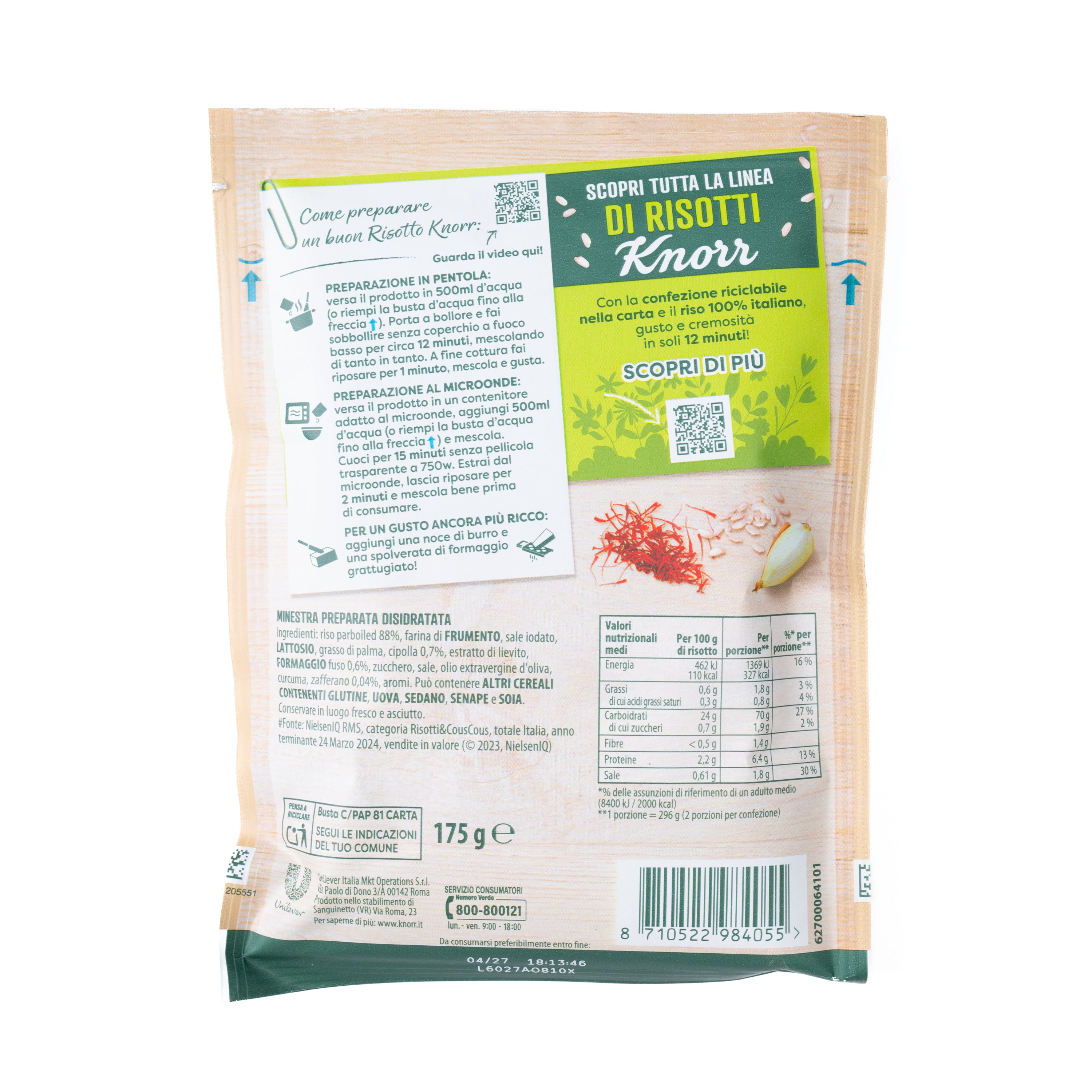 Risotto în stil milanez Knorr, 175 g