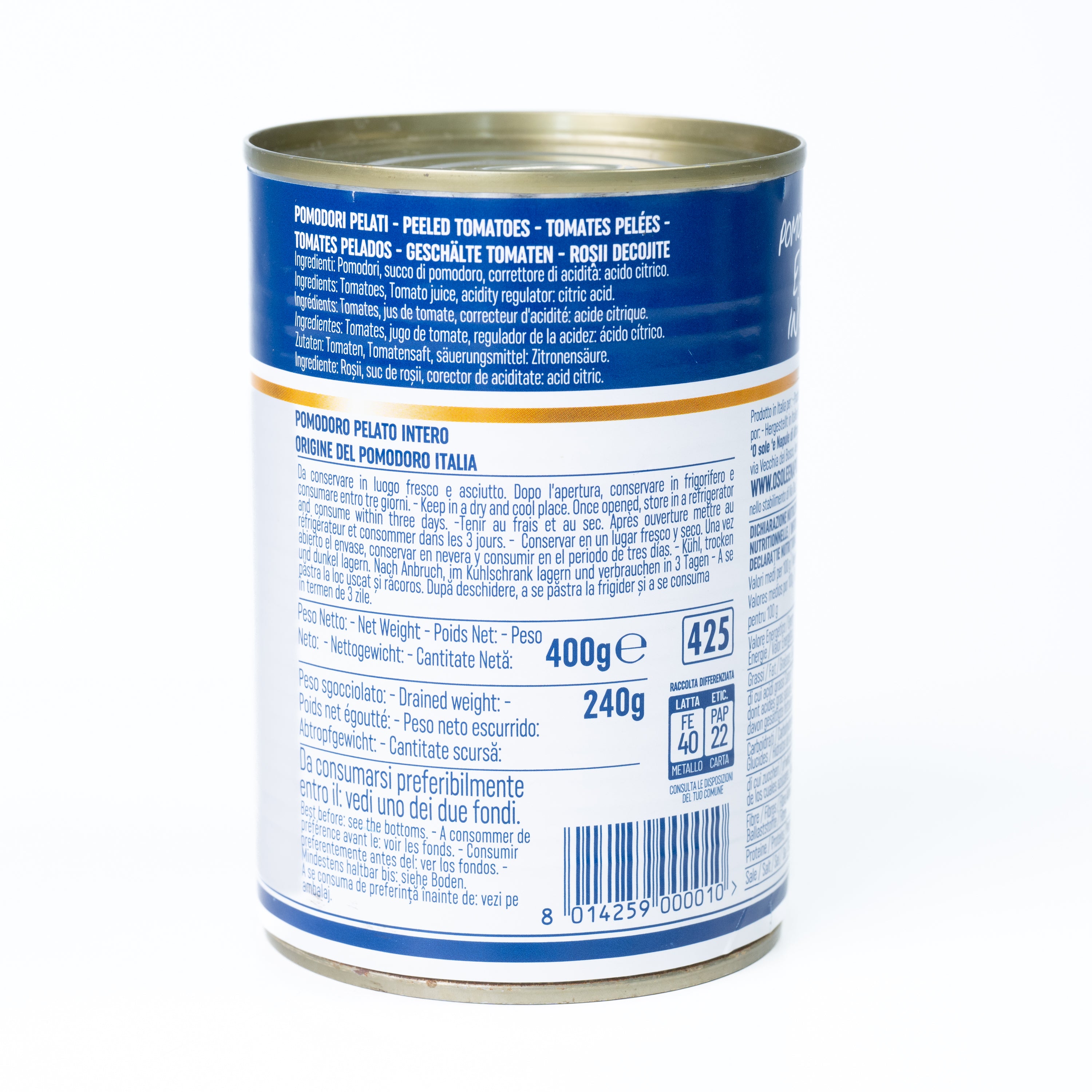 Roșii decojite O Sole, 400 g