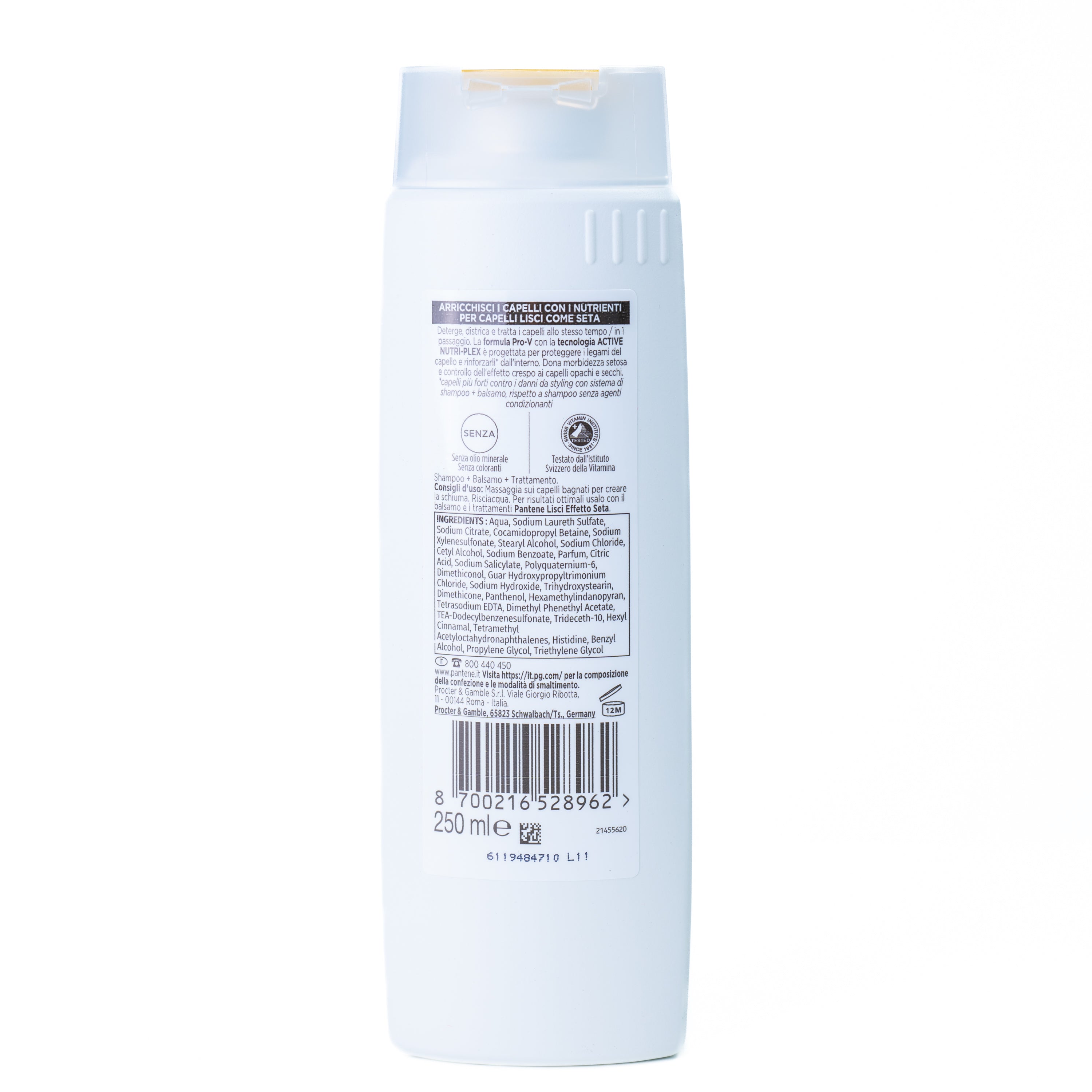 Șampon 3 în 1 păr neted efect de mătase Pantene, 250 ml