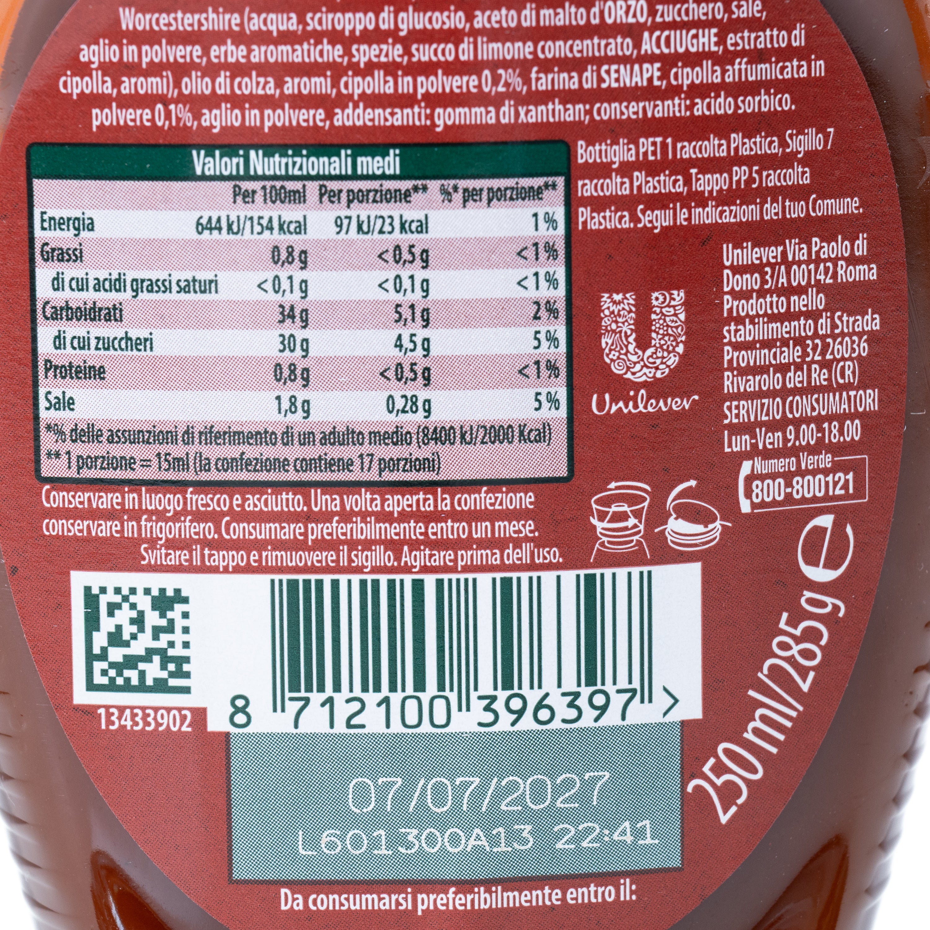 Sos barbecue Calvé, flacon top-down, 250 ml