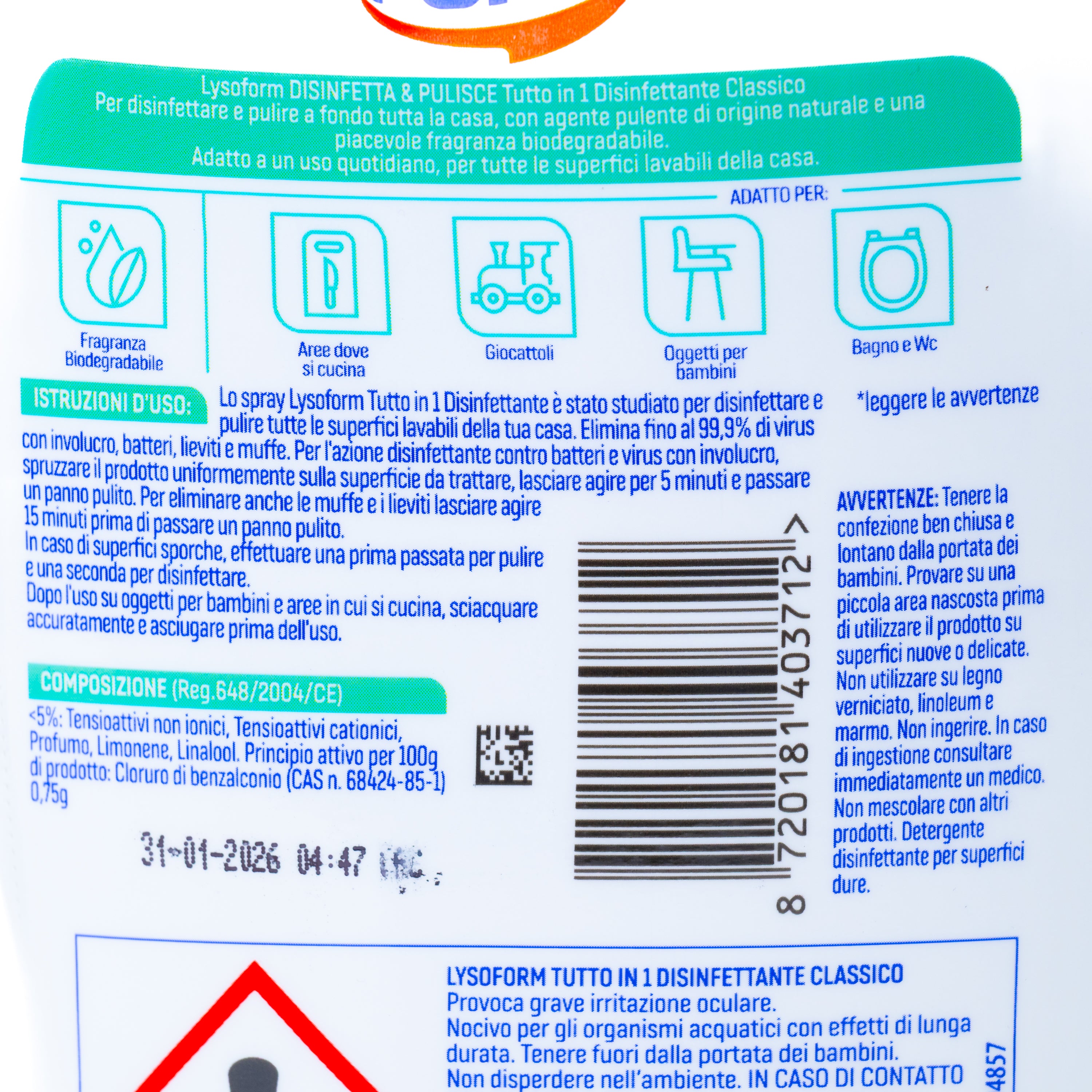 Spray dezinfectant Classico Lysoform, 700 ml