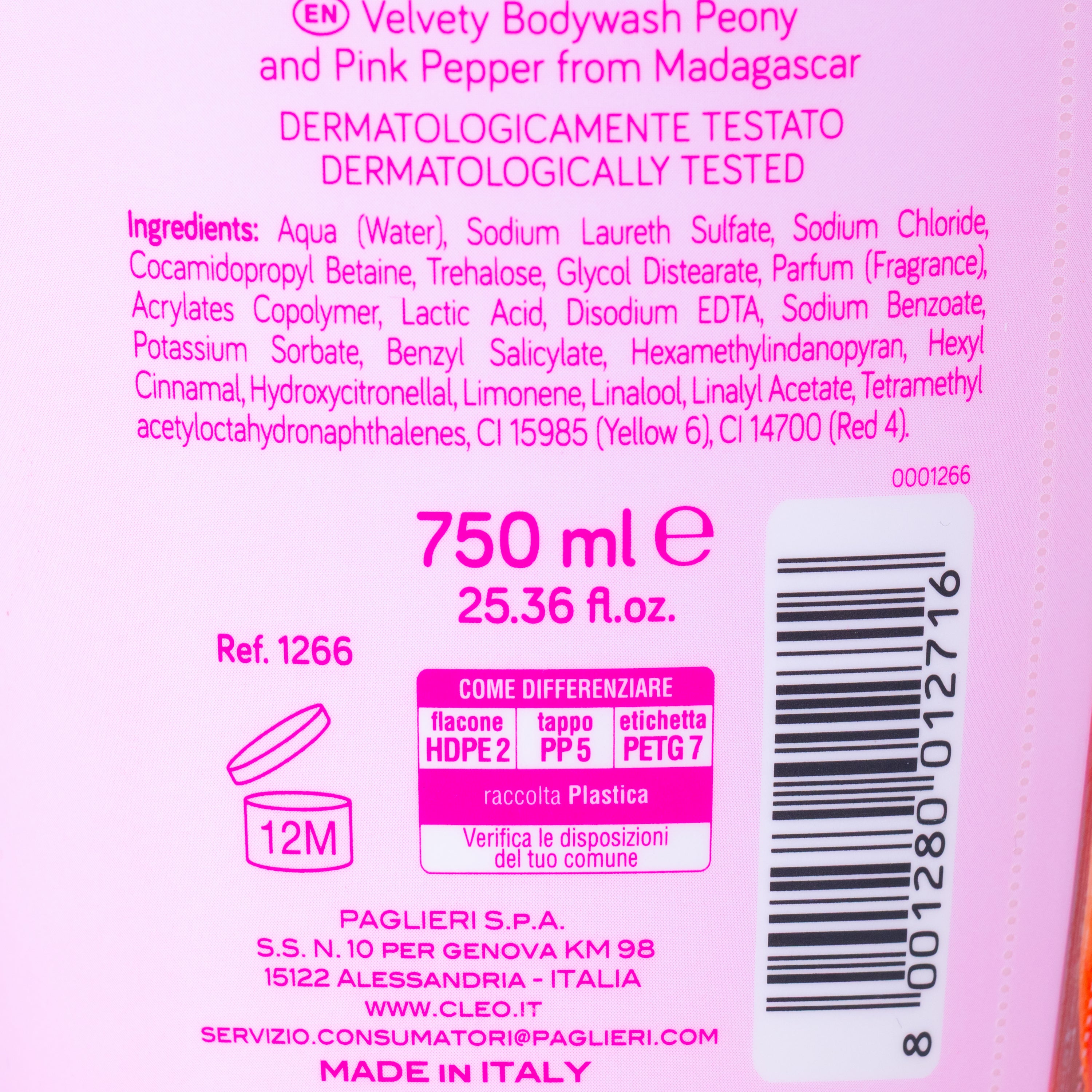 Spumant de baie bujor și piper roz Cleo, 750 ml