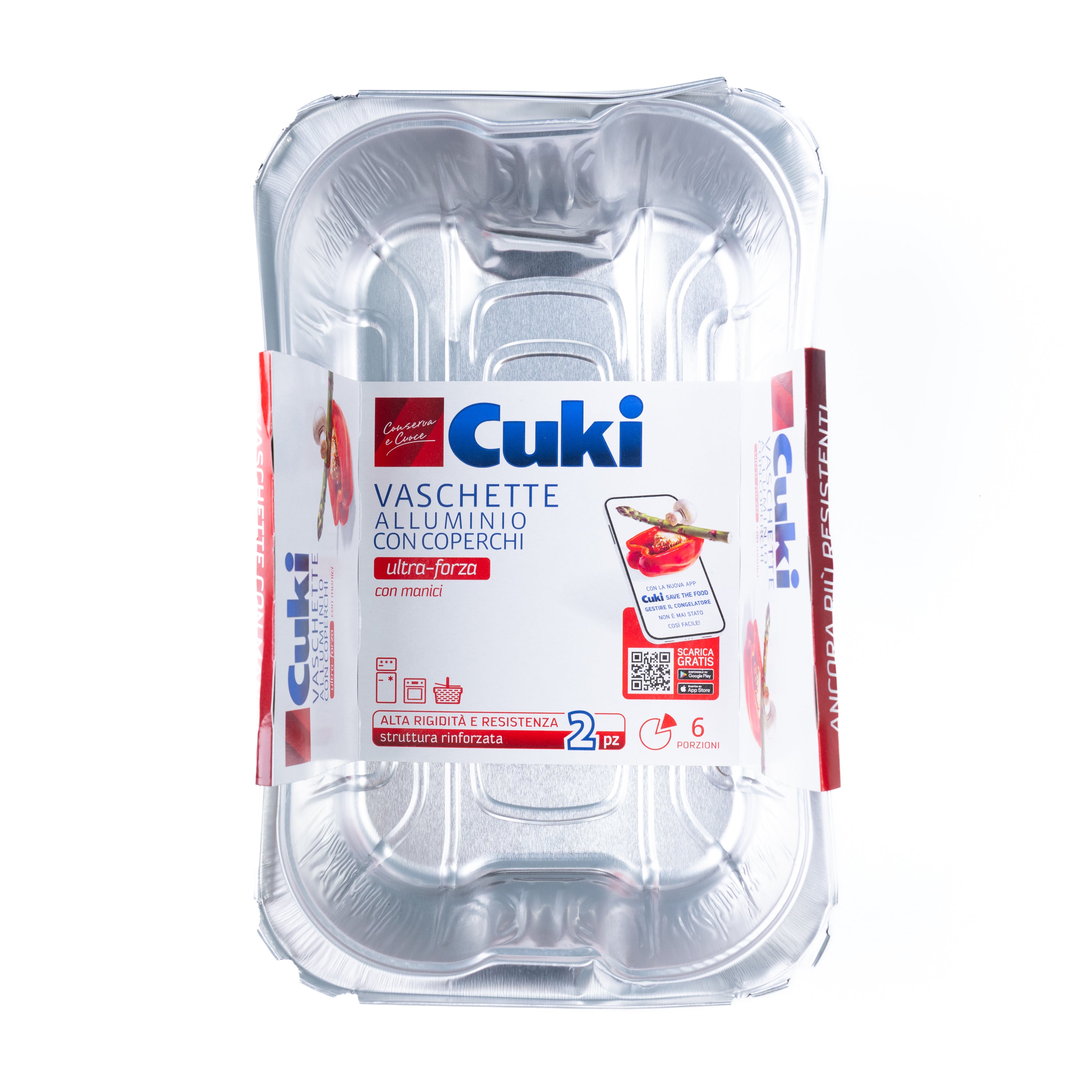 Tăvi din aluminiu cu capace Cuki, 6 porții, 2 bucăți