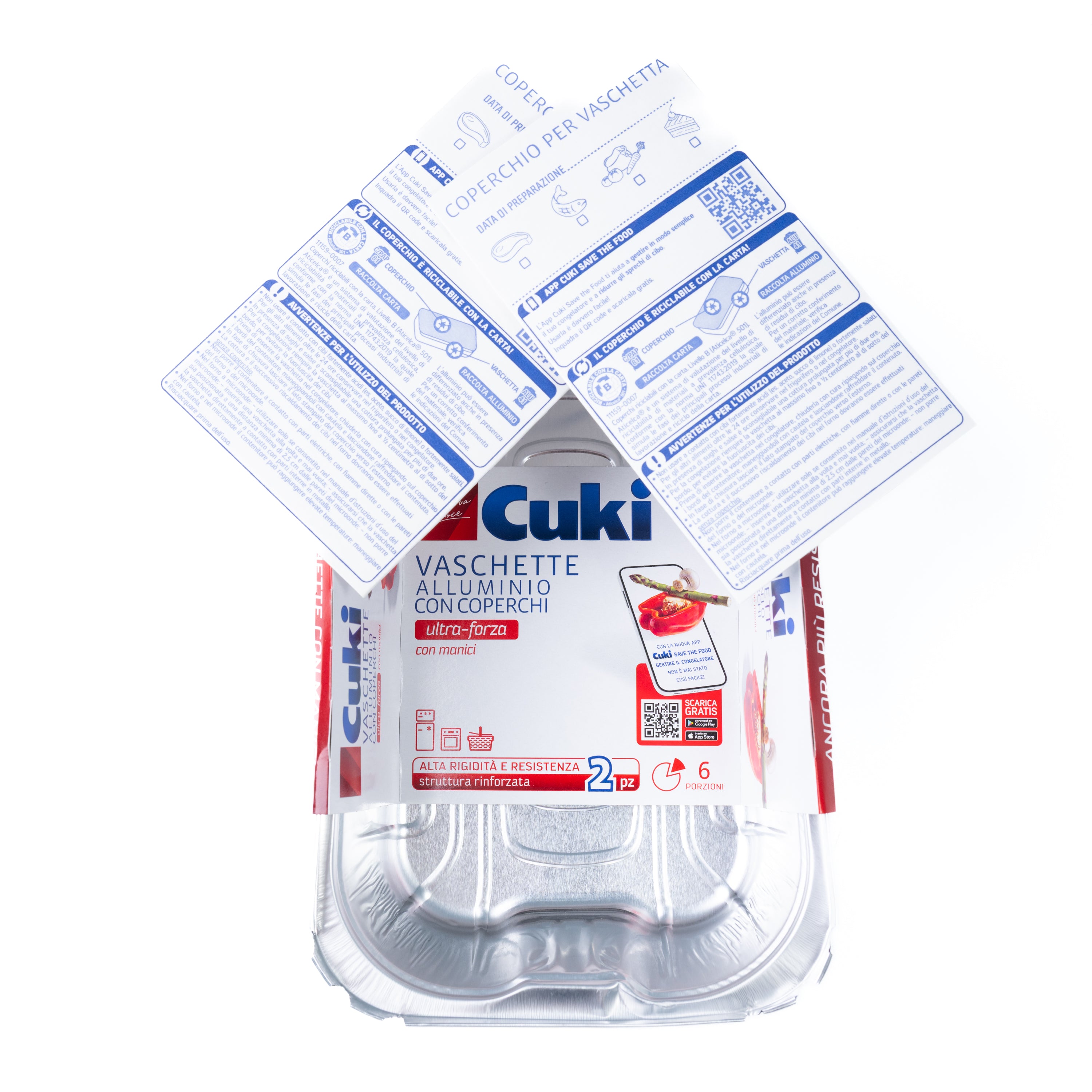 Tăvi din aluminiu cu capace Cuki, 6 porții, 2 bucăți