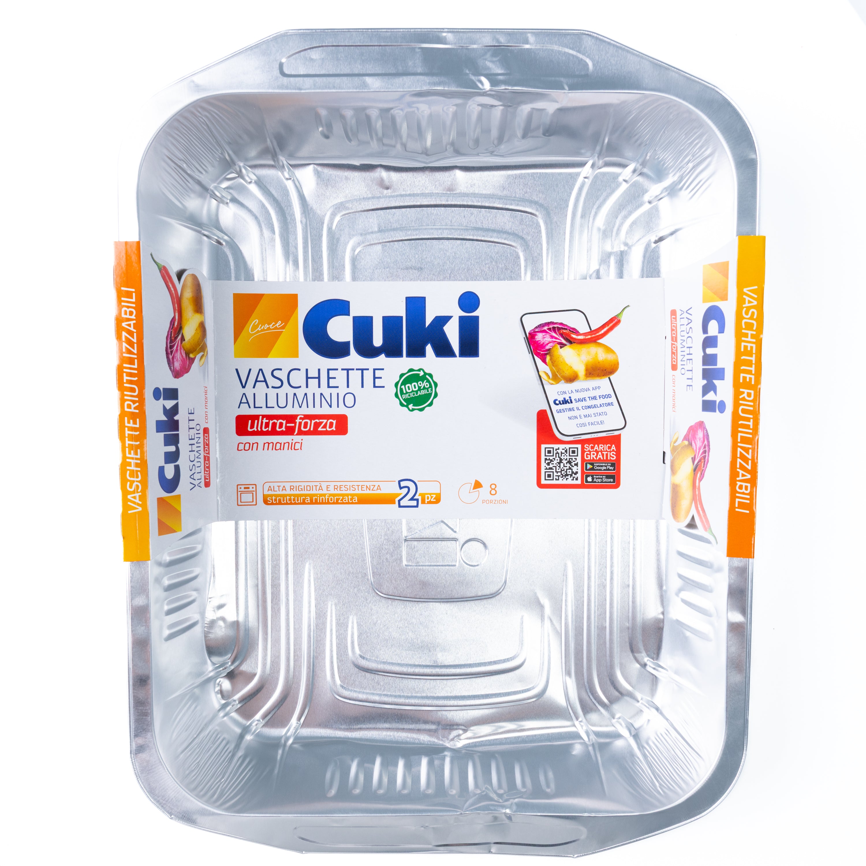 Tăvi din aluminiu cu mânere Cuki, 8 porții, 2 bucăți