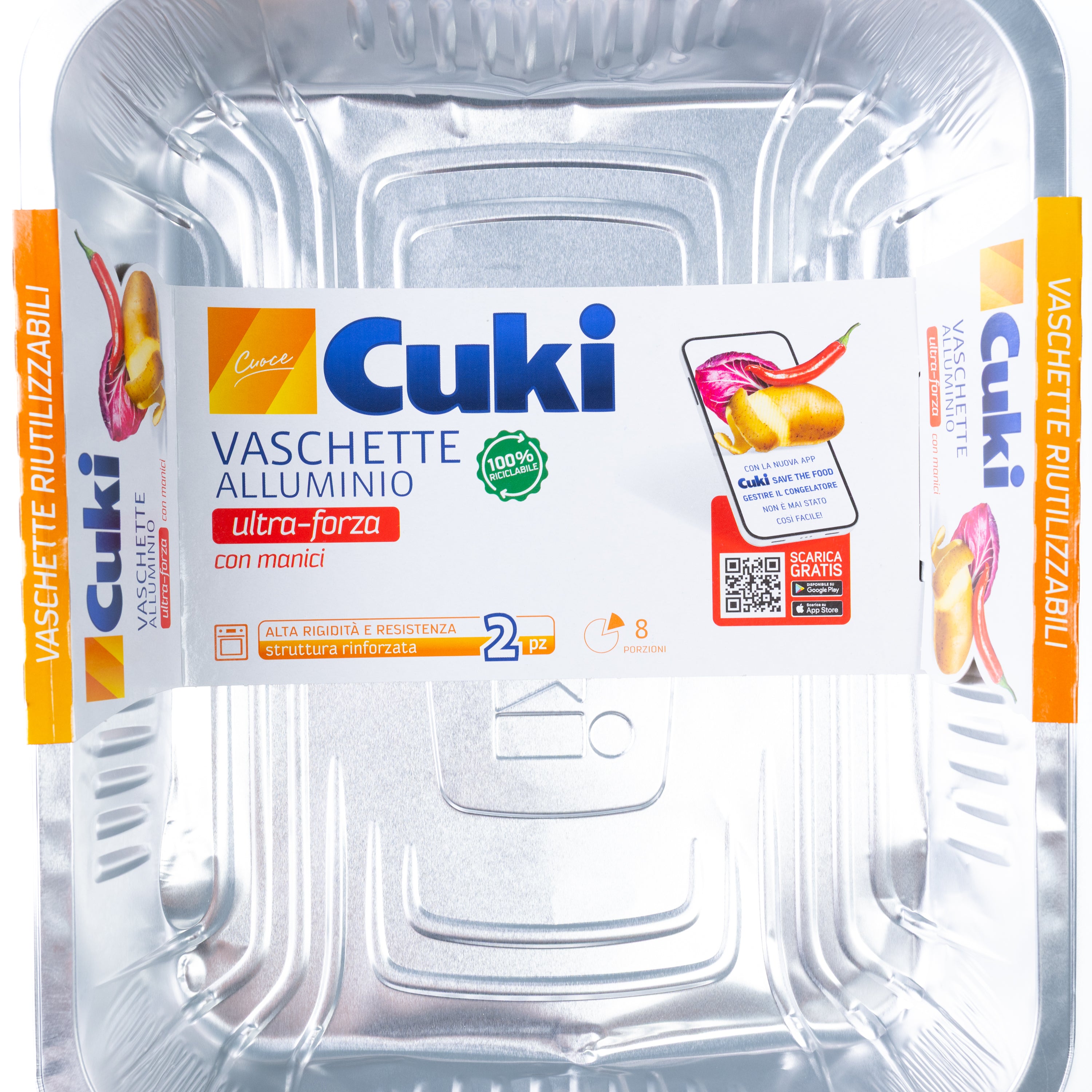Tăvi din aluminiu cu mânere Cuki, 8 porții, 2 bucăți