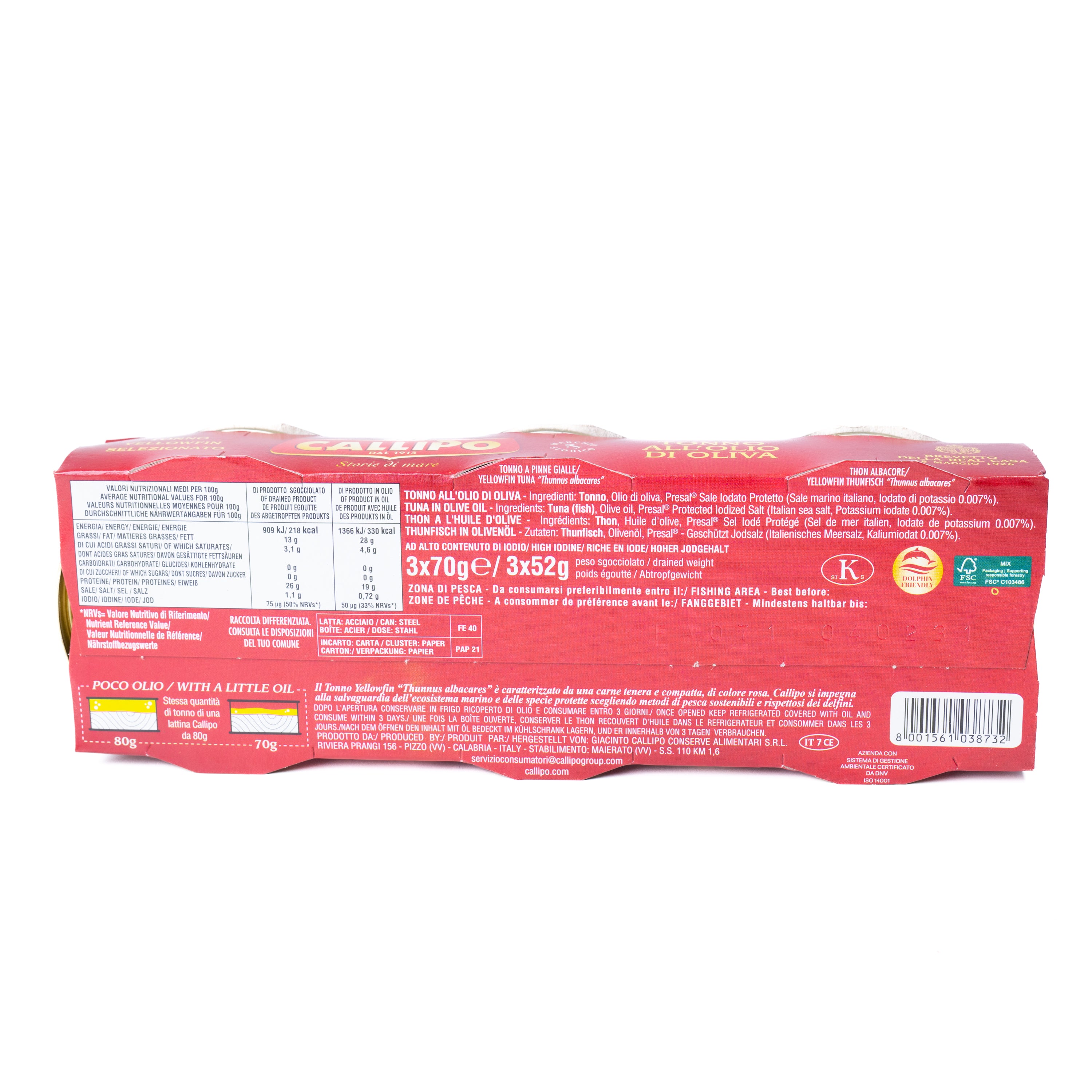 Ton Callipo în ulei de măsline, 3 x 70 g
