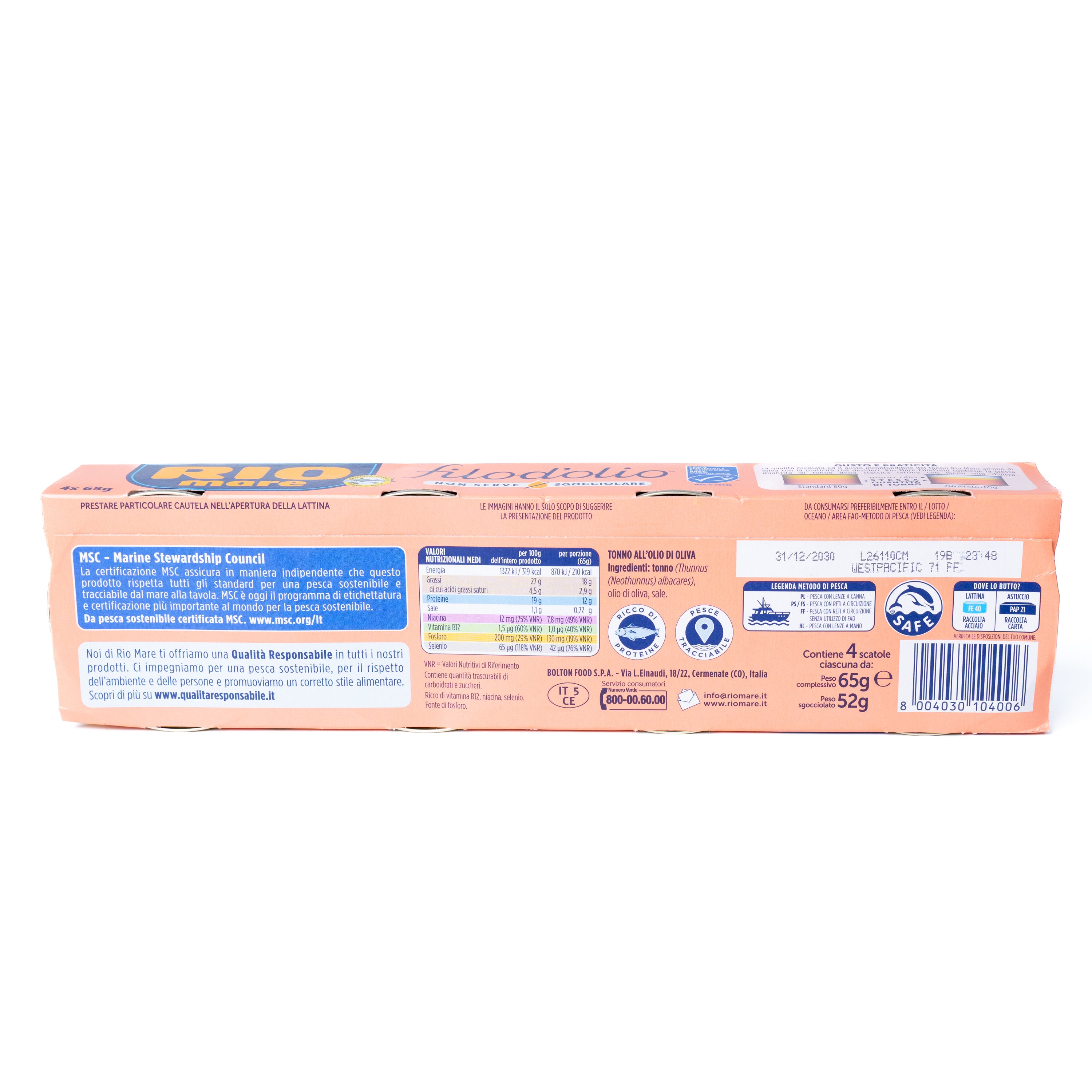 Ton Filo d'Olio Rio Mare, 4 x 65 g