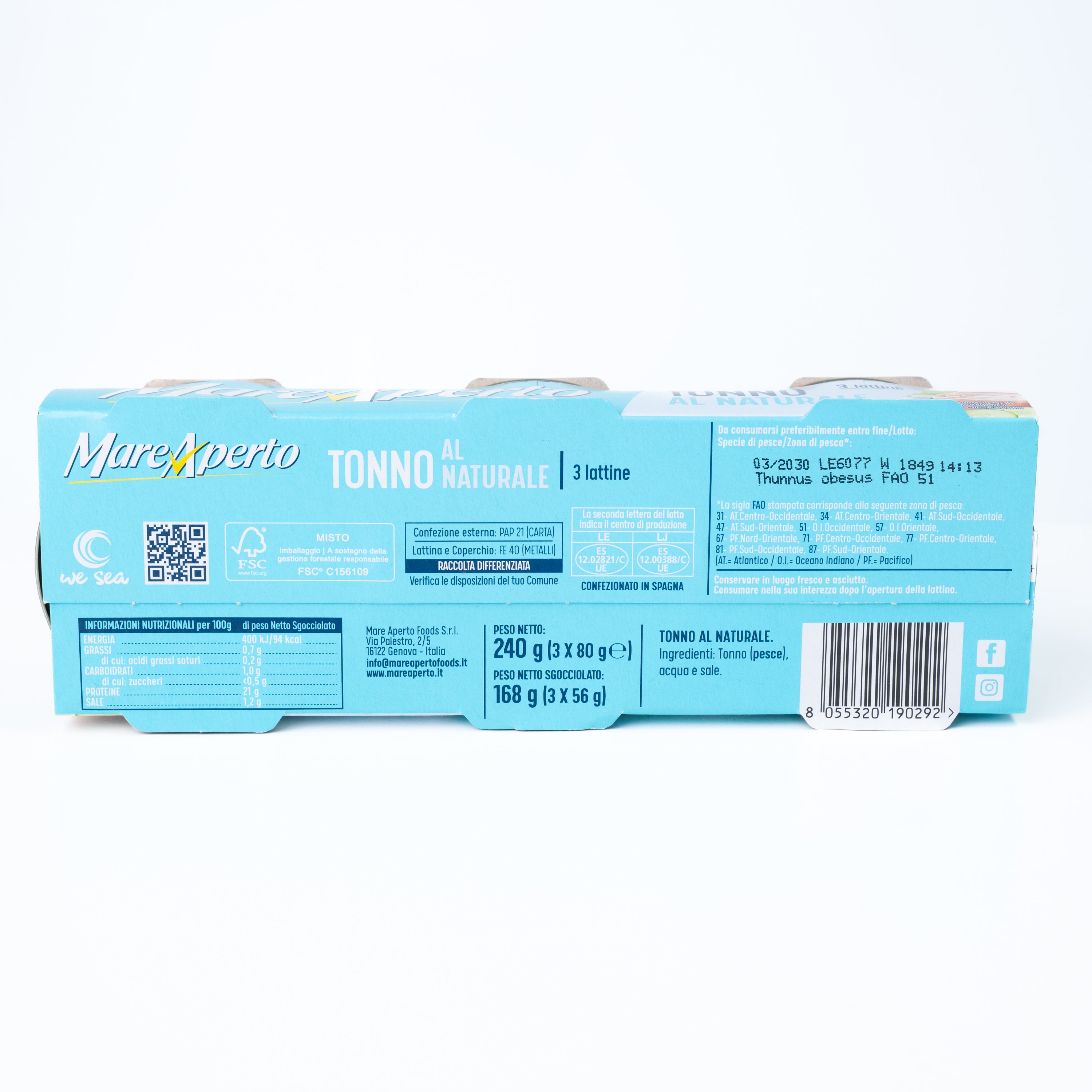 Ton în suc propriu Mare Aperto, 3 x 80 g
