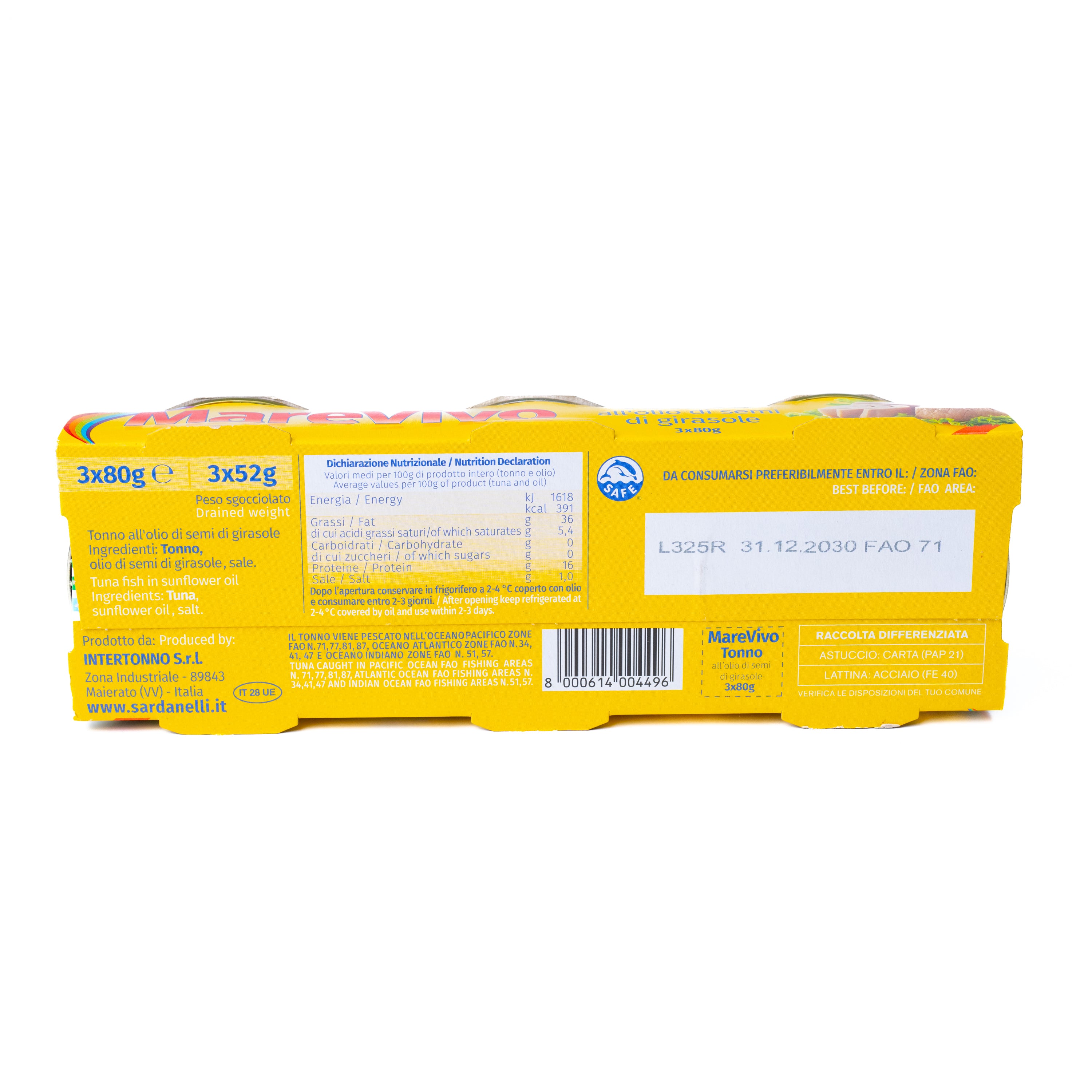 Ton în ulei de floarea-soarelui MareVivo, 240 g