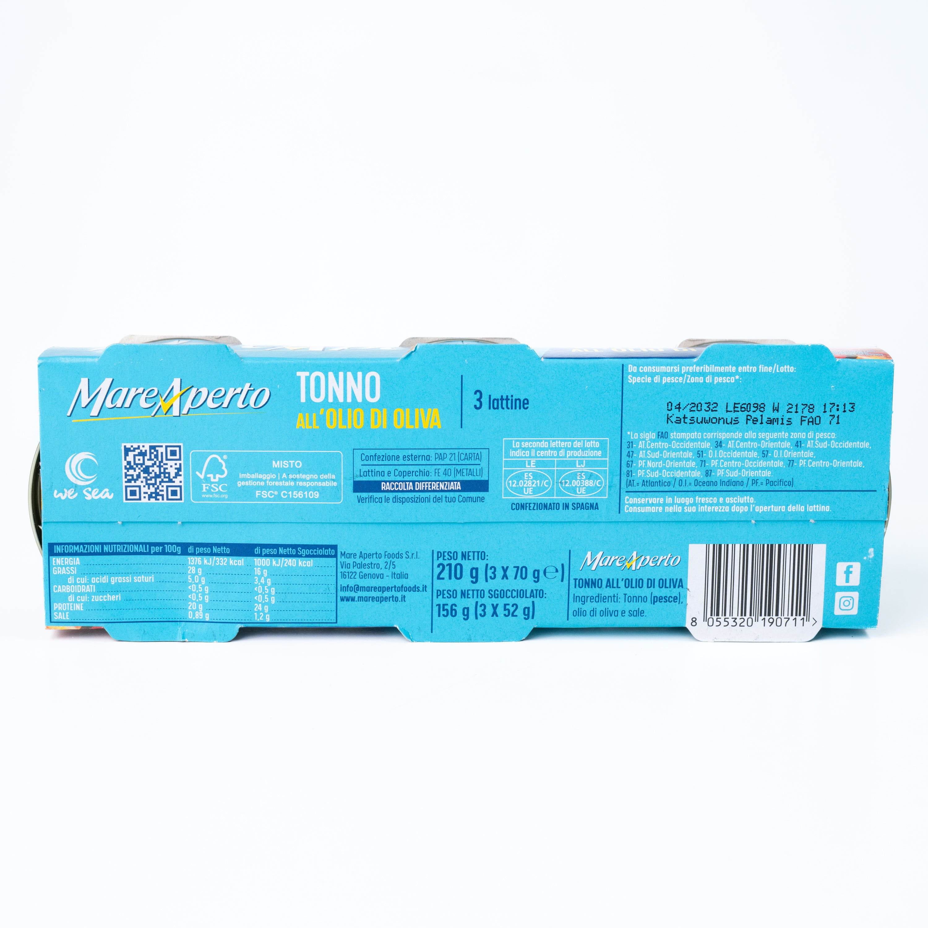 Ton în ulei de măsline Mare Aperto, 3 x 70 g