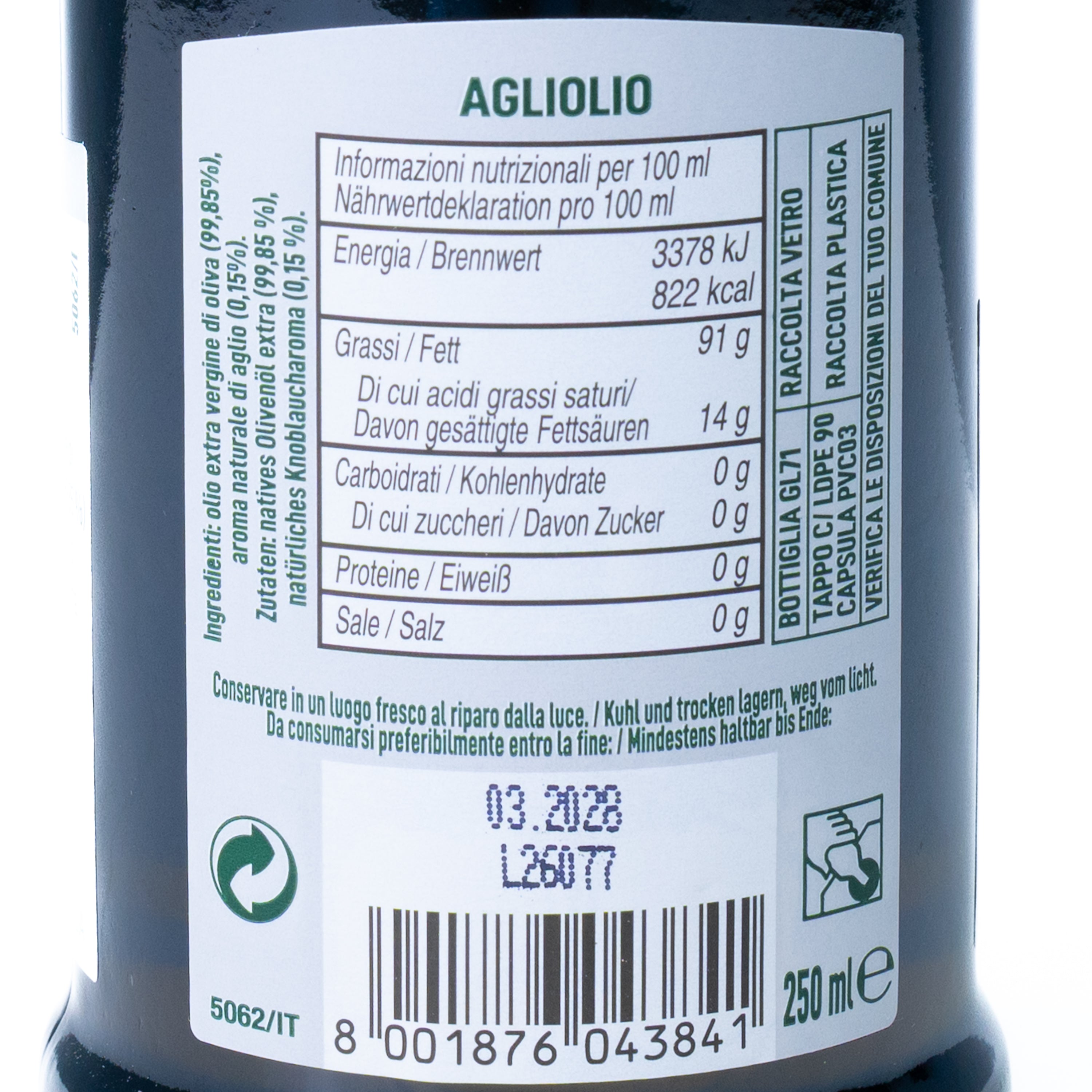 Ulei condimentat Aglioolio cu usturoi Colavita, 250 ml