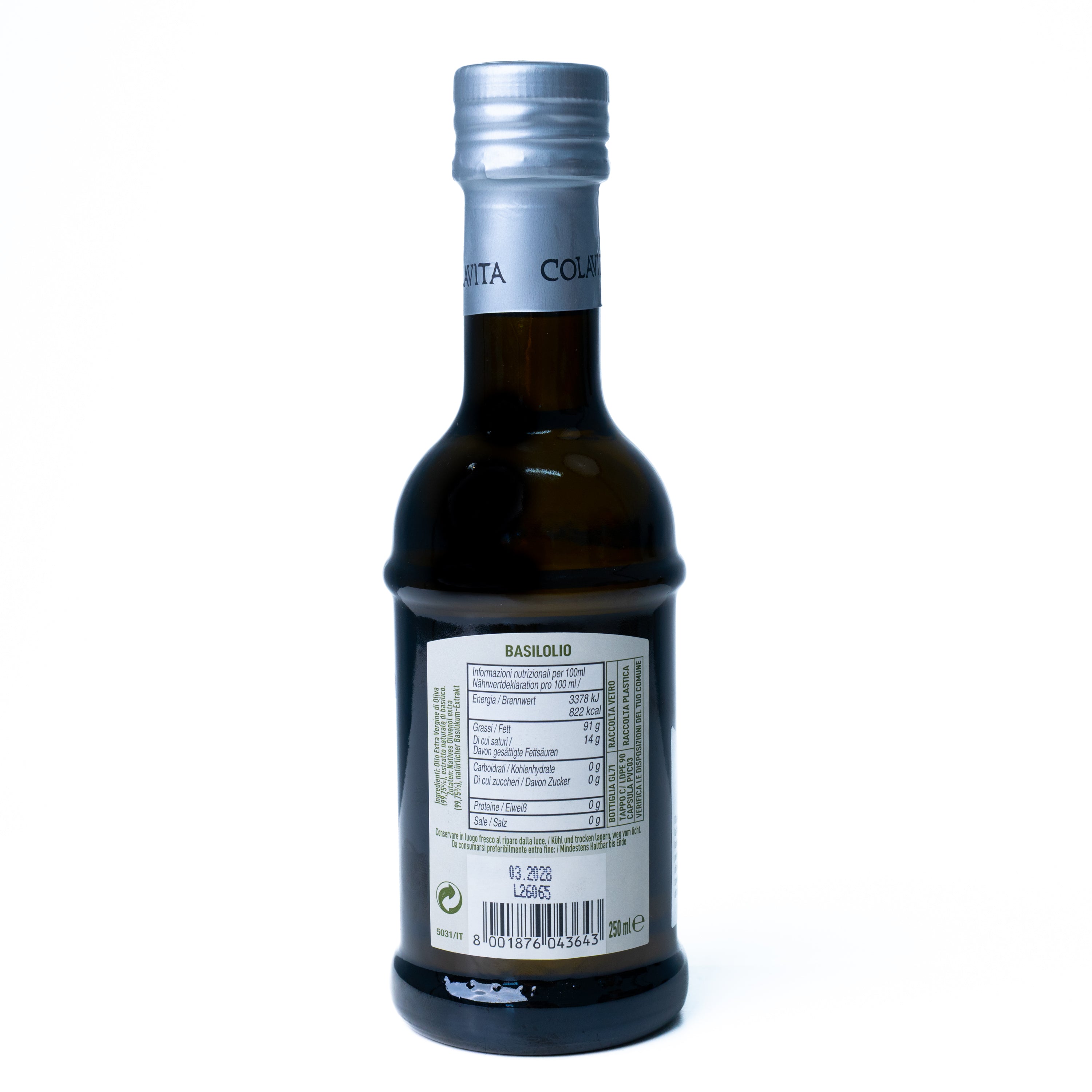 Ulei condimentat Basilolio cu busuioc Colavita, 250 ml