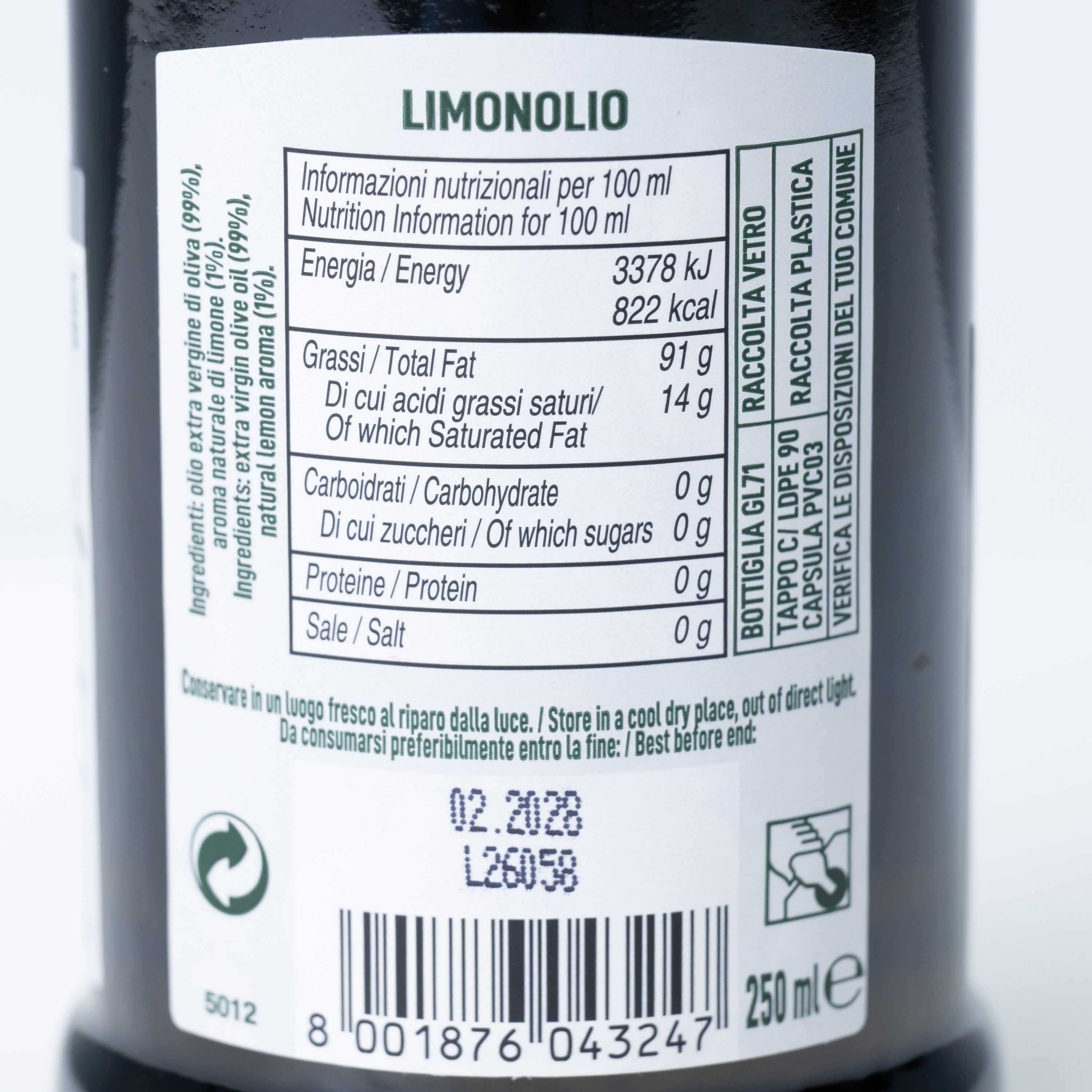 Ulei condimentat Limonolio cu lămâie Colavita, 250 ml
