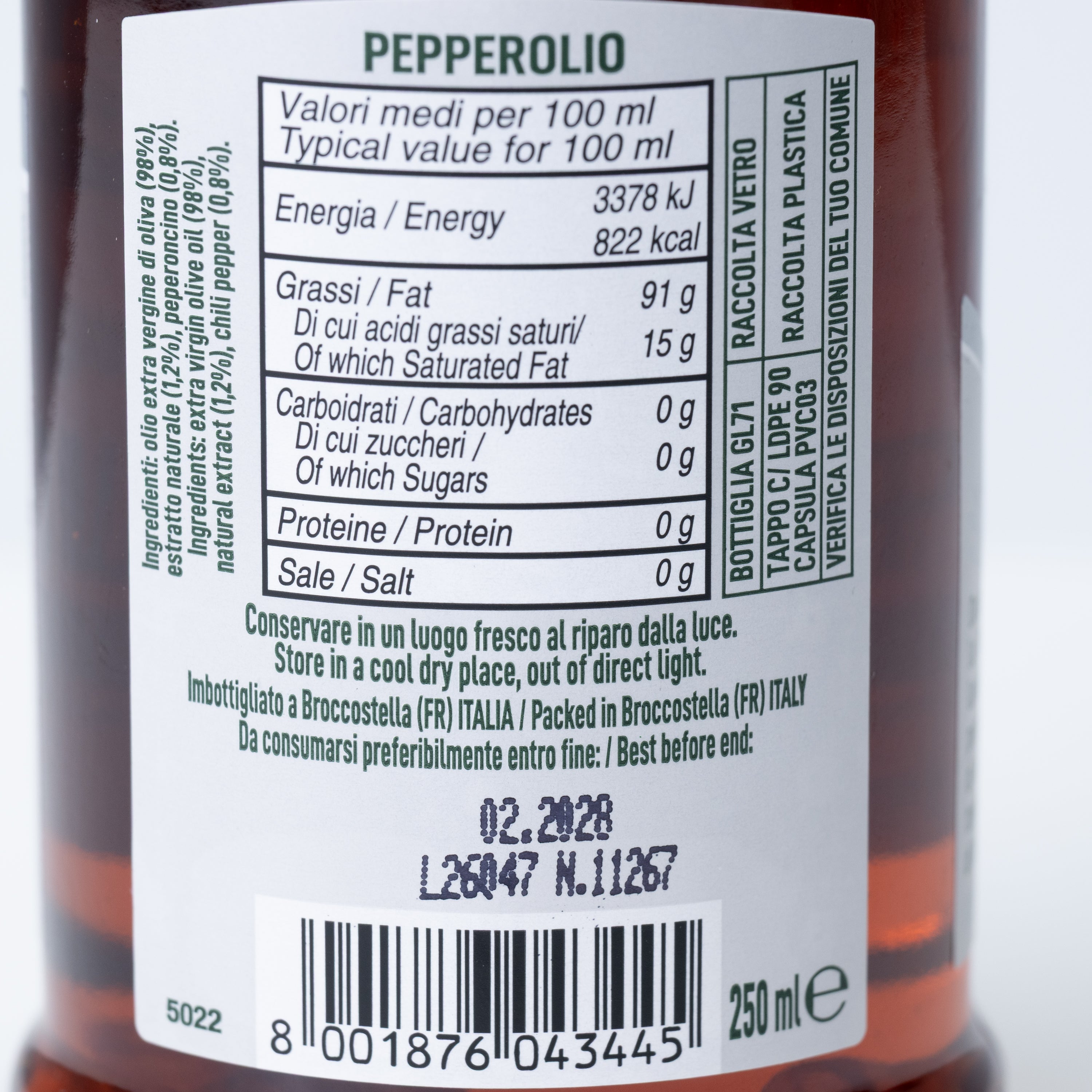 Ulei condimentat Pepperolio cu ardei iute Colavita, 250 ml