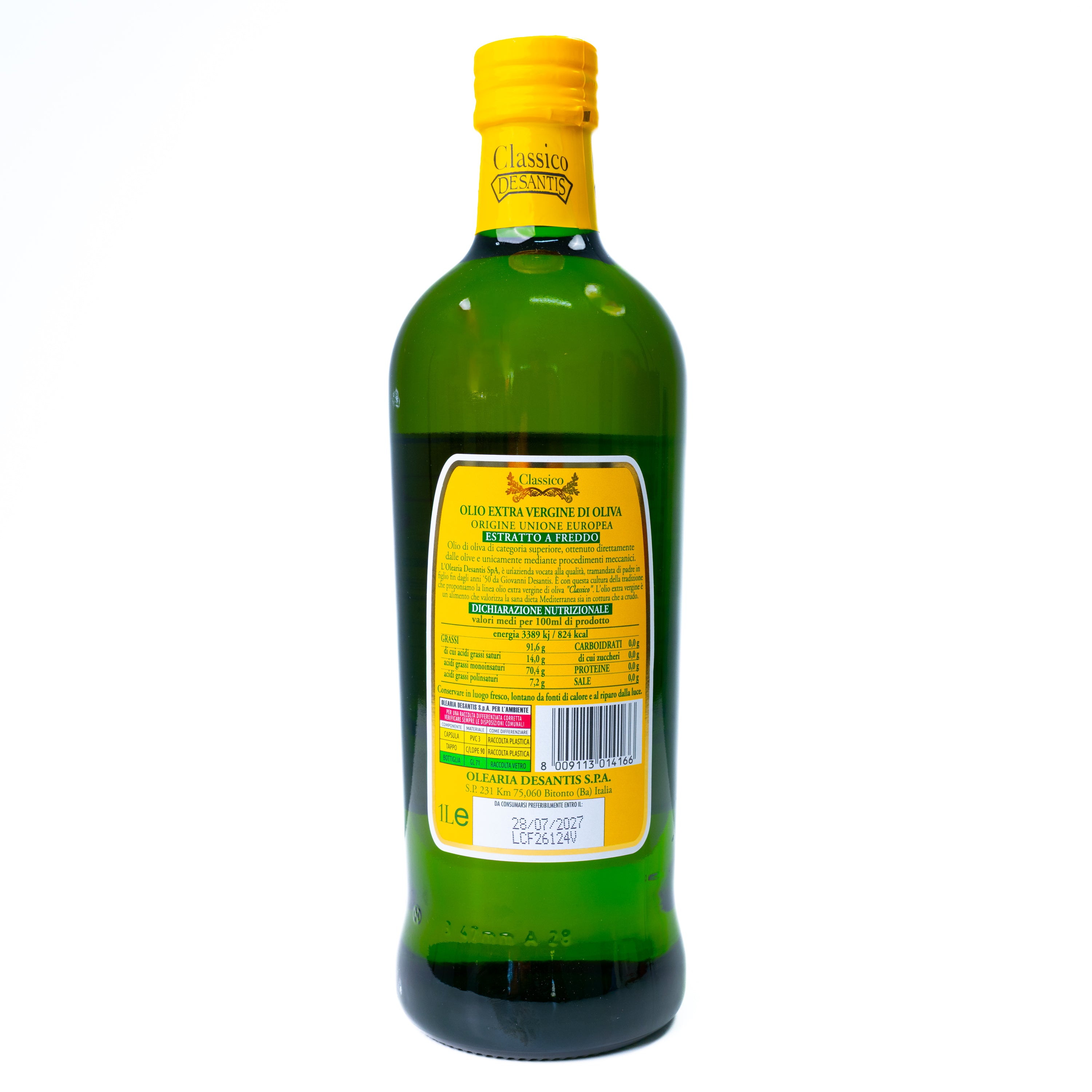 Ulei de măsline extravirgin Classico De Santis, 1 L