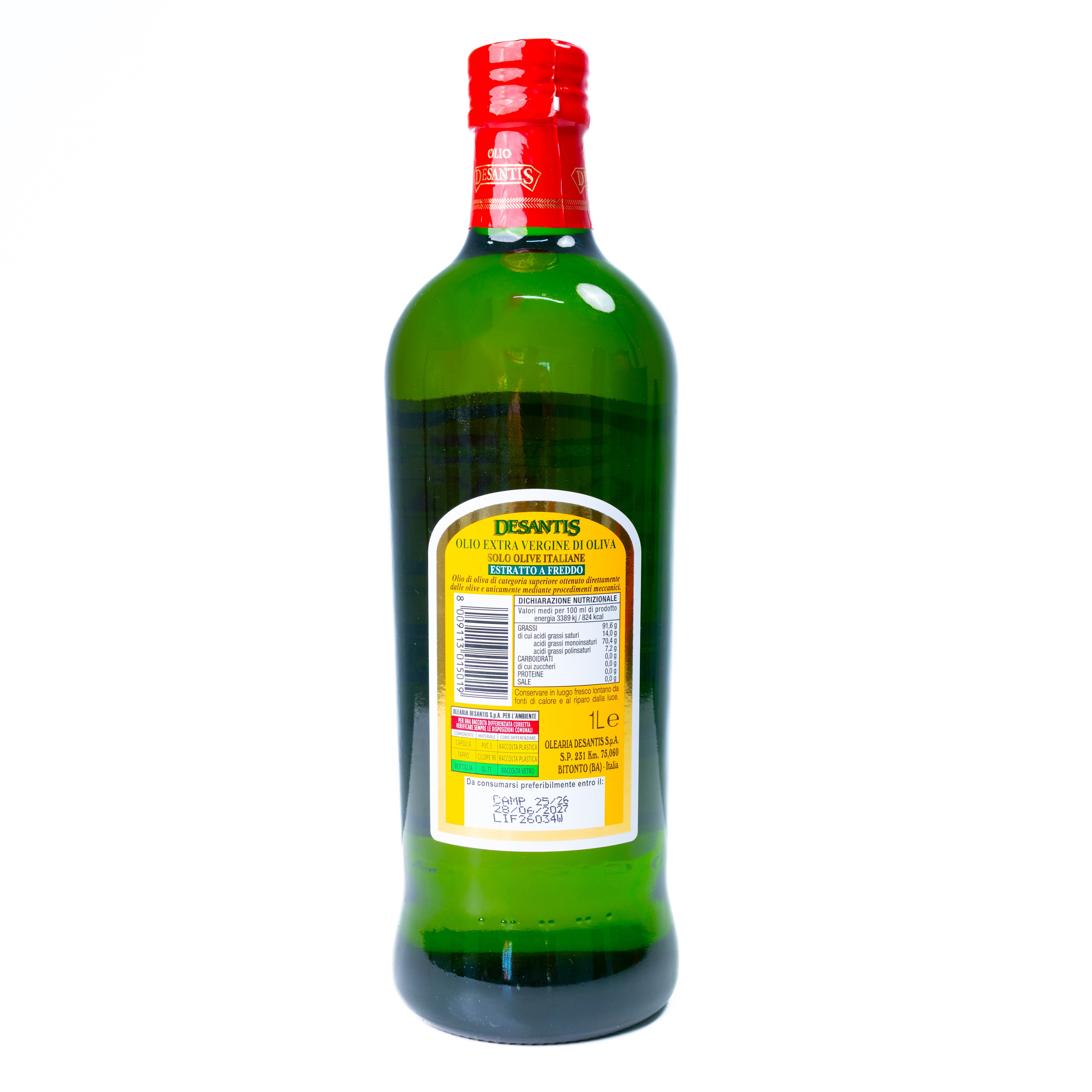 Ulei de măsline extravirgin De Santis, 100% italian, 1 L