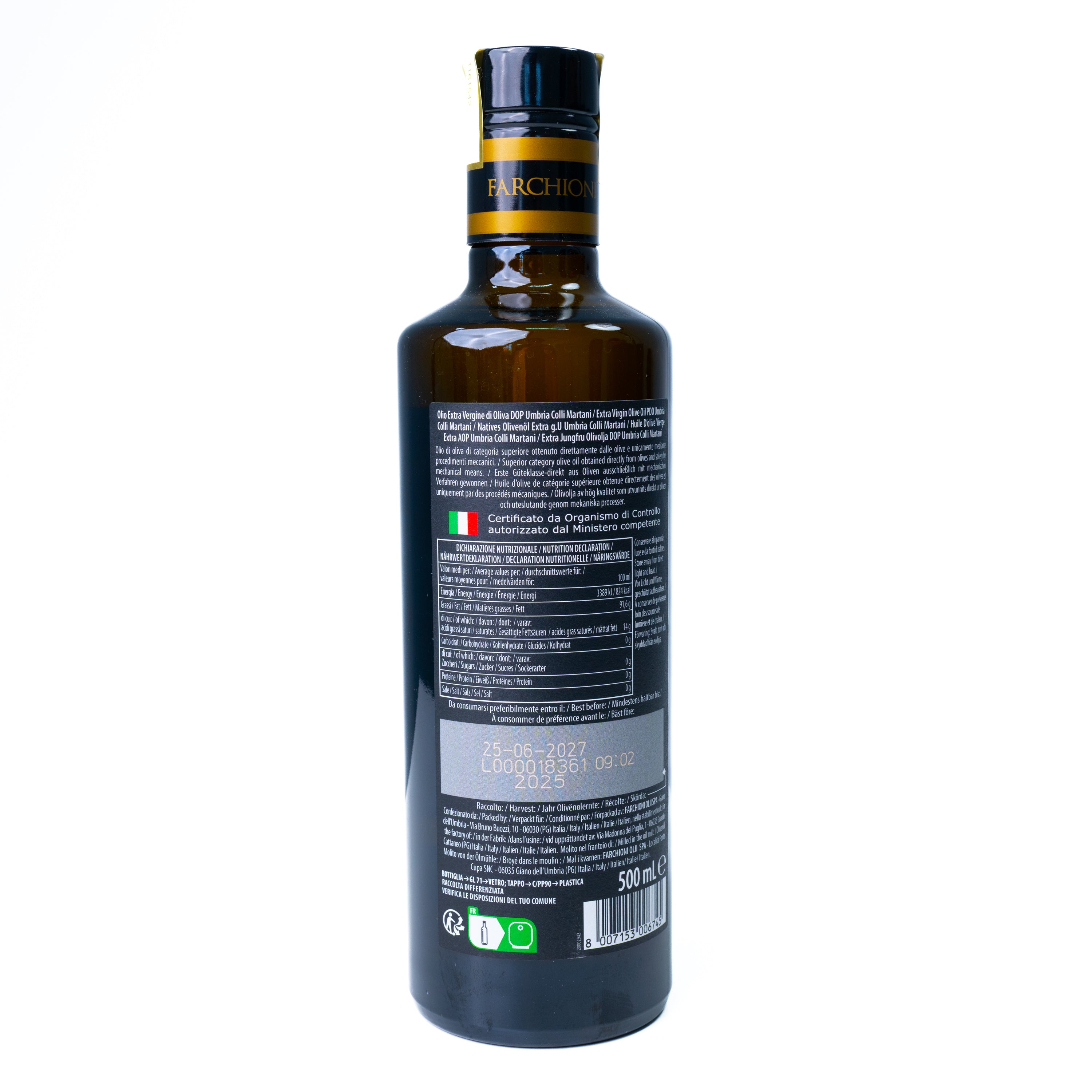 Ulei de măsline extravirgin Farchioni DOP Umbria Colli Martani, 500 ml