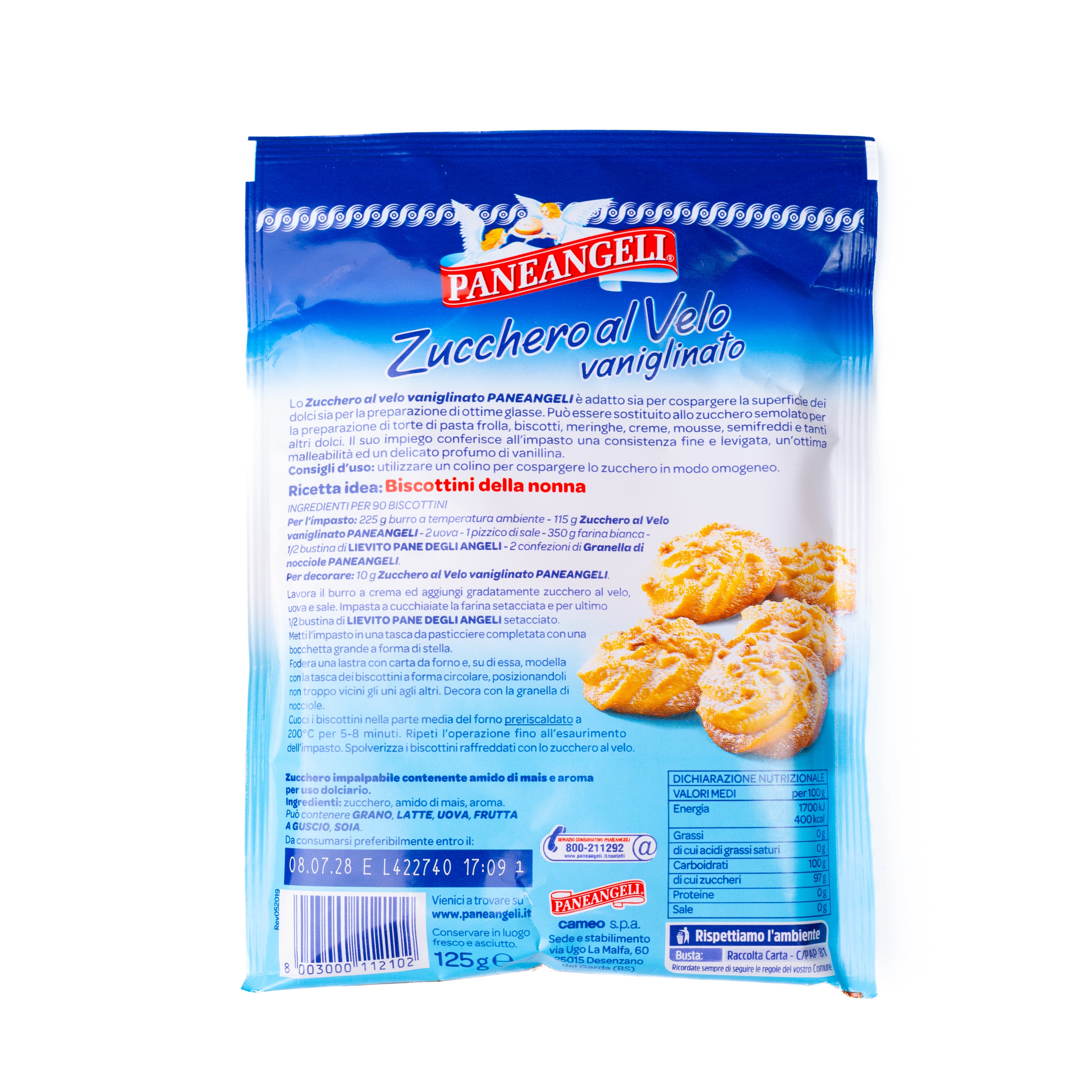 Zahăr pudră vanilat Paneangeli, 125 g